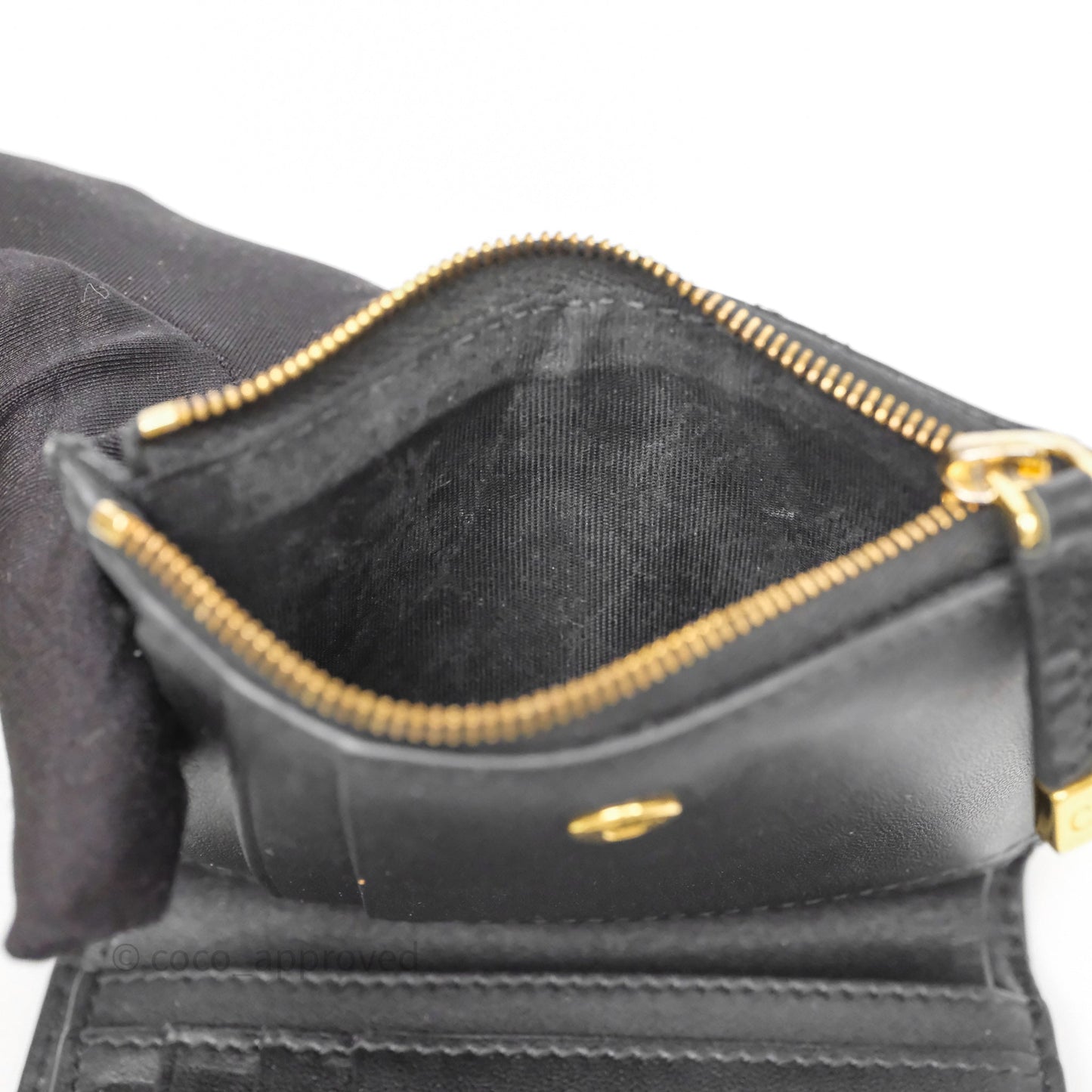 Christian Dior Caro Dahlia Wallet Black Calfskin Gold Hardware