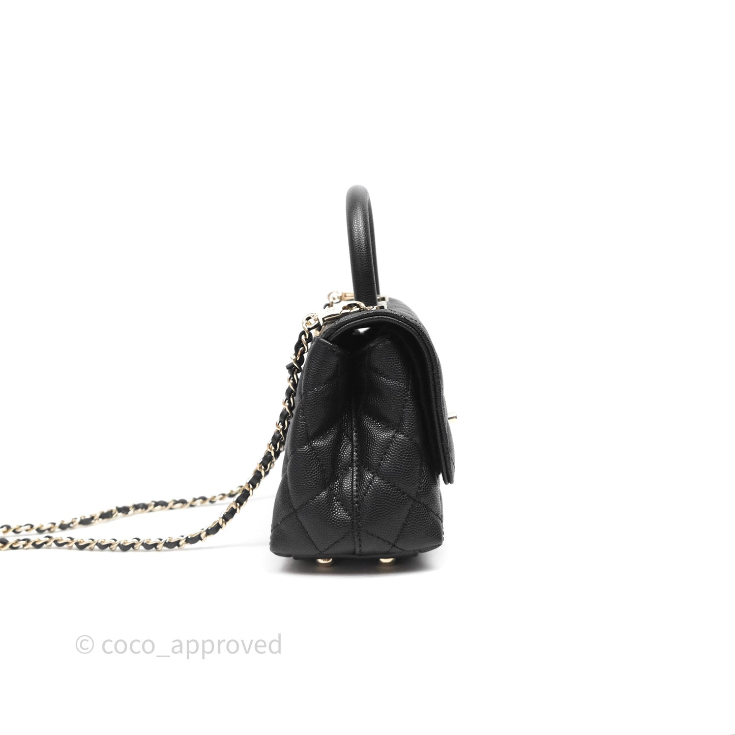Chanel Mini Coco Handle Quilted Black Caviar Gold Hardware
