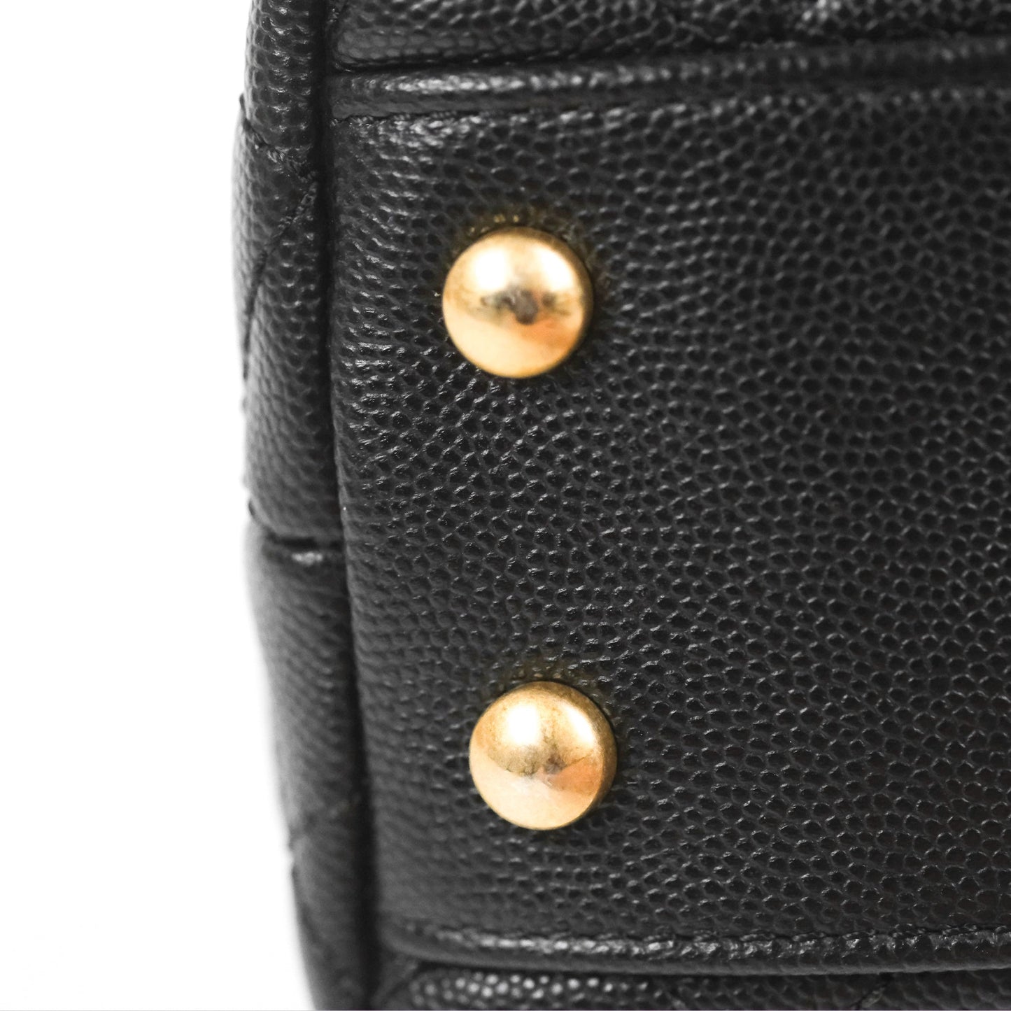 Chanel Small Coco Handle Quilted Black Caviar Aged Gold Hardware Lizard Handle