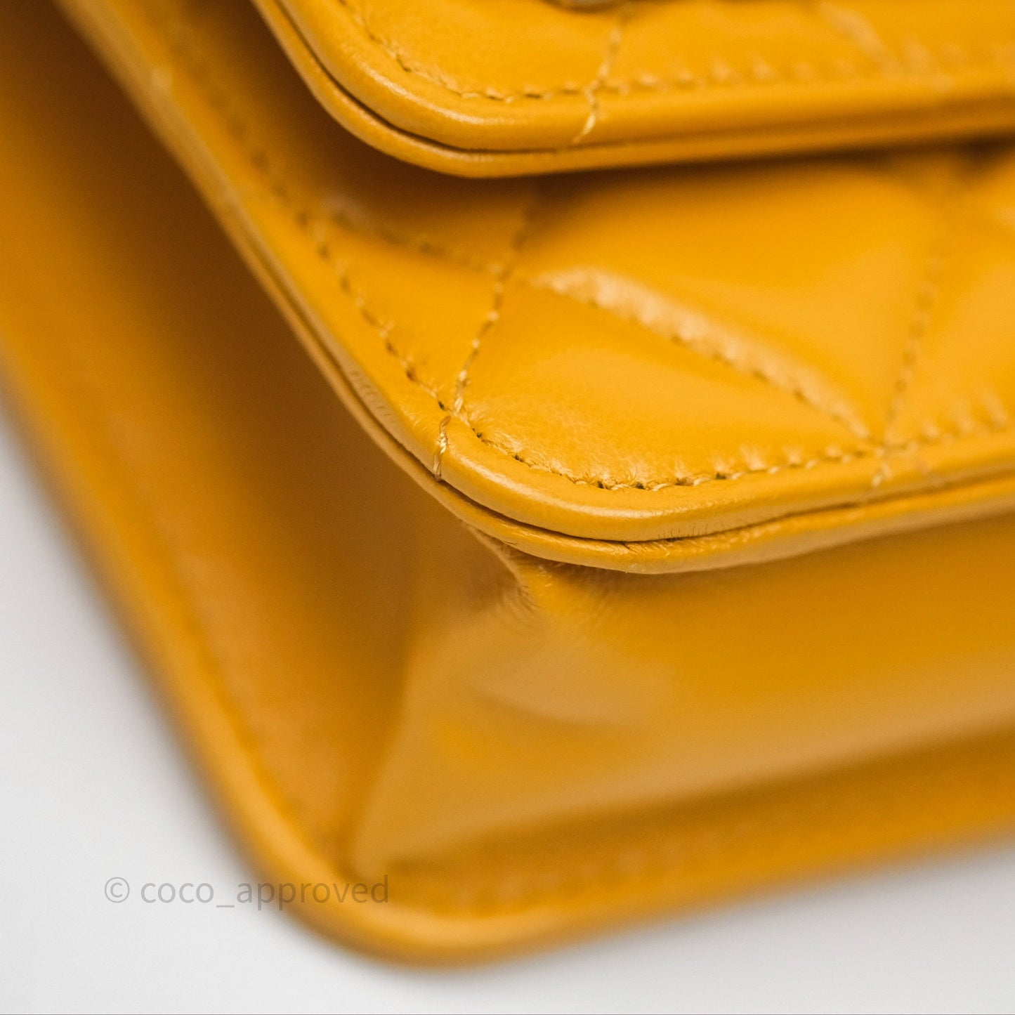 Chanel Quilted Classic Chain Around WOC Yellow Lambskin Aged Gold Hardware