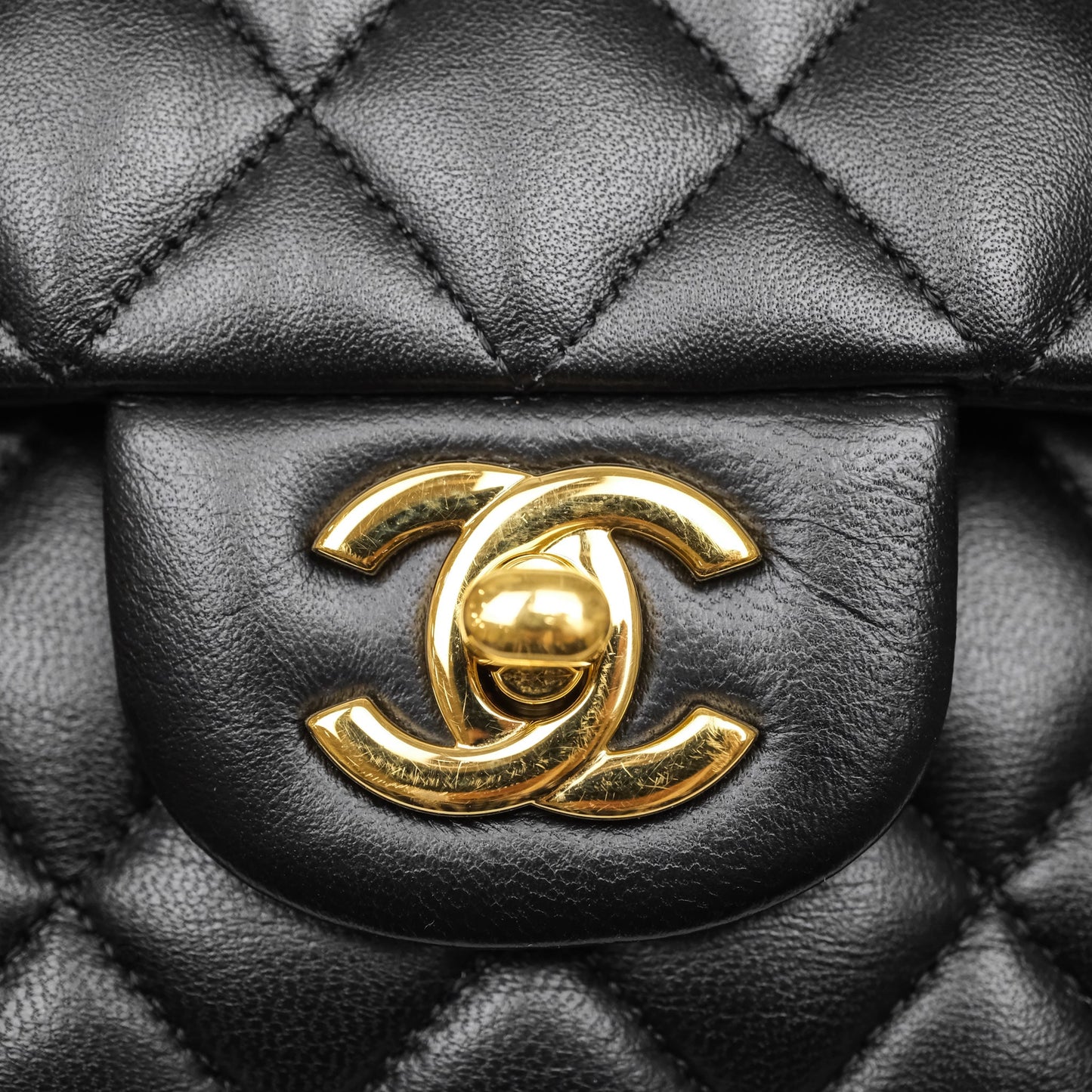 Chanel Small Classic Flap Quilted Black Lambskin Gold Hardware