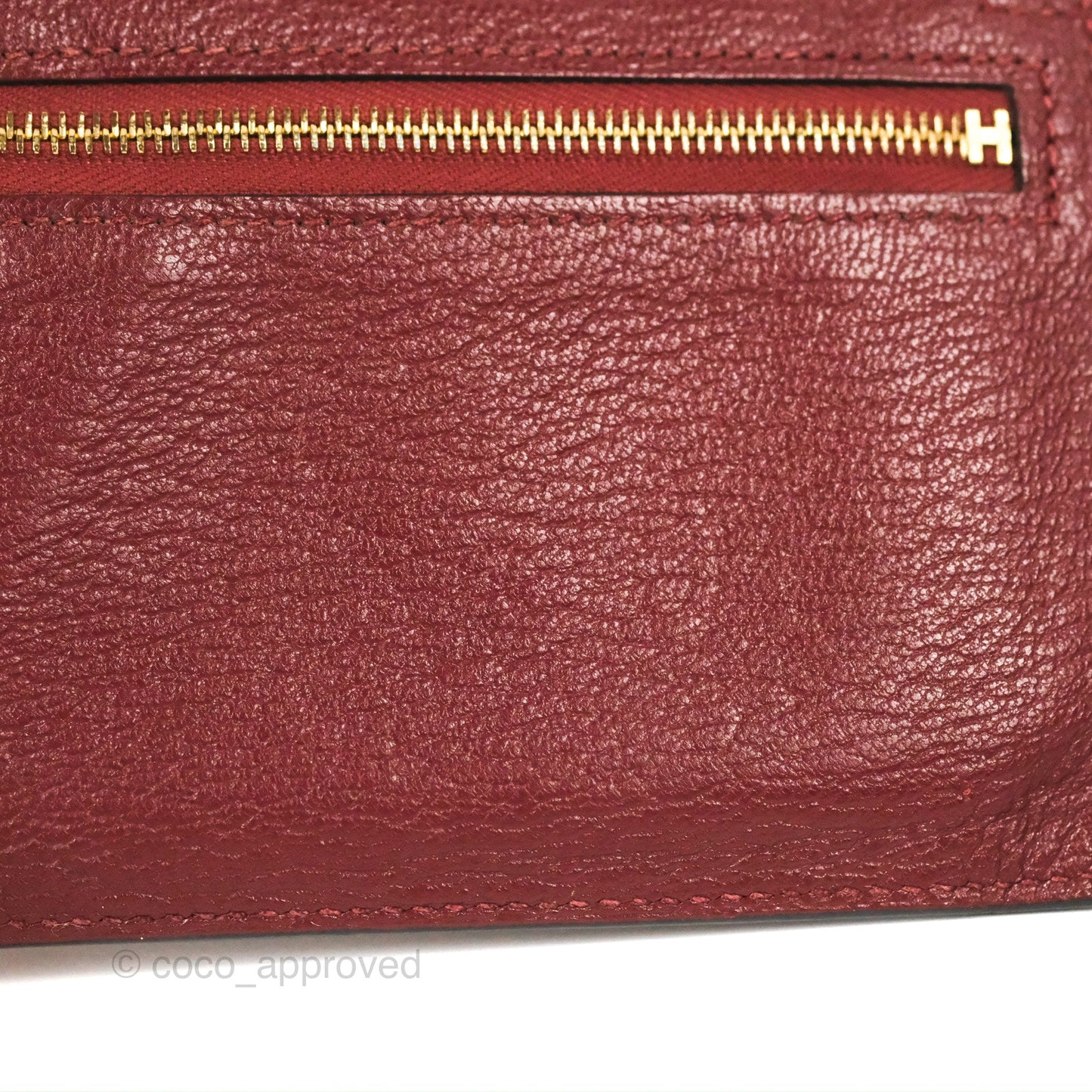 Hermès Kelly Pocket Compact Wallet Chevre Mysore Dark Red Gold Hardware
