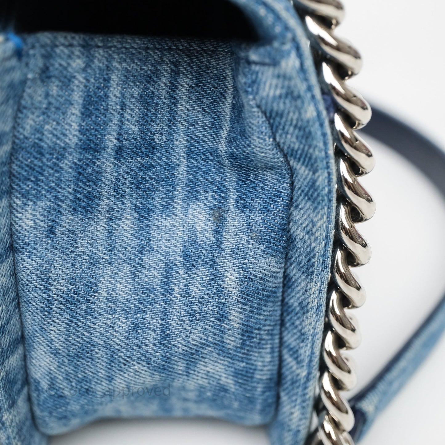 Chanel Medium Boy Blue Denim Tweed Silver Hardware
