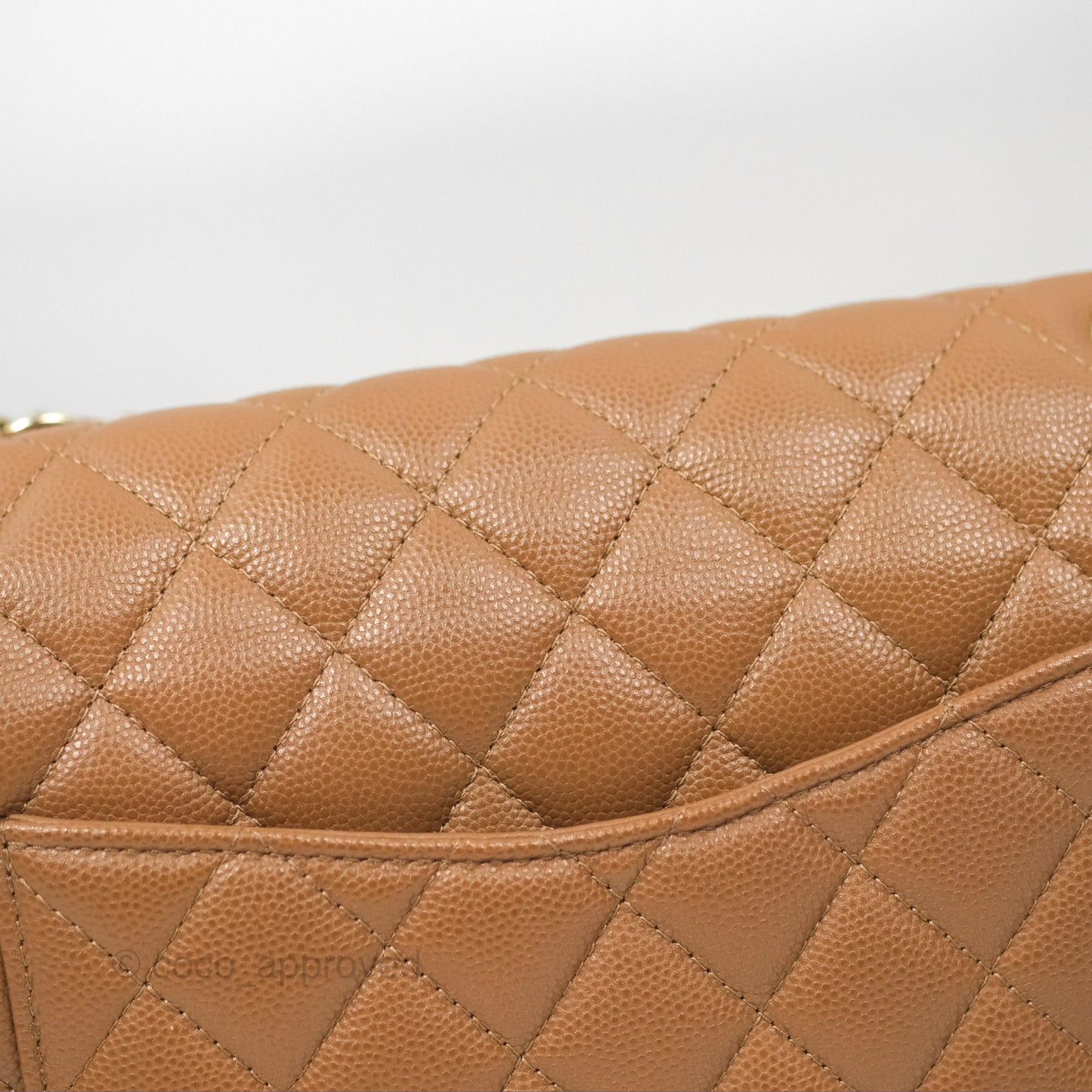 Chanel Classic M/L Medium Flap Quilted Brown Caviar Gold Hardware 17C