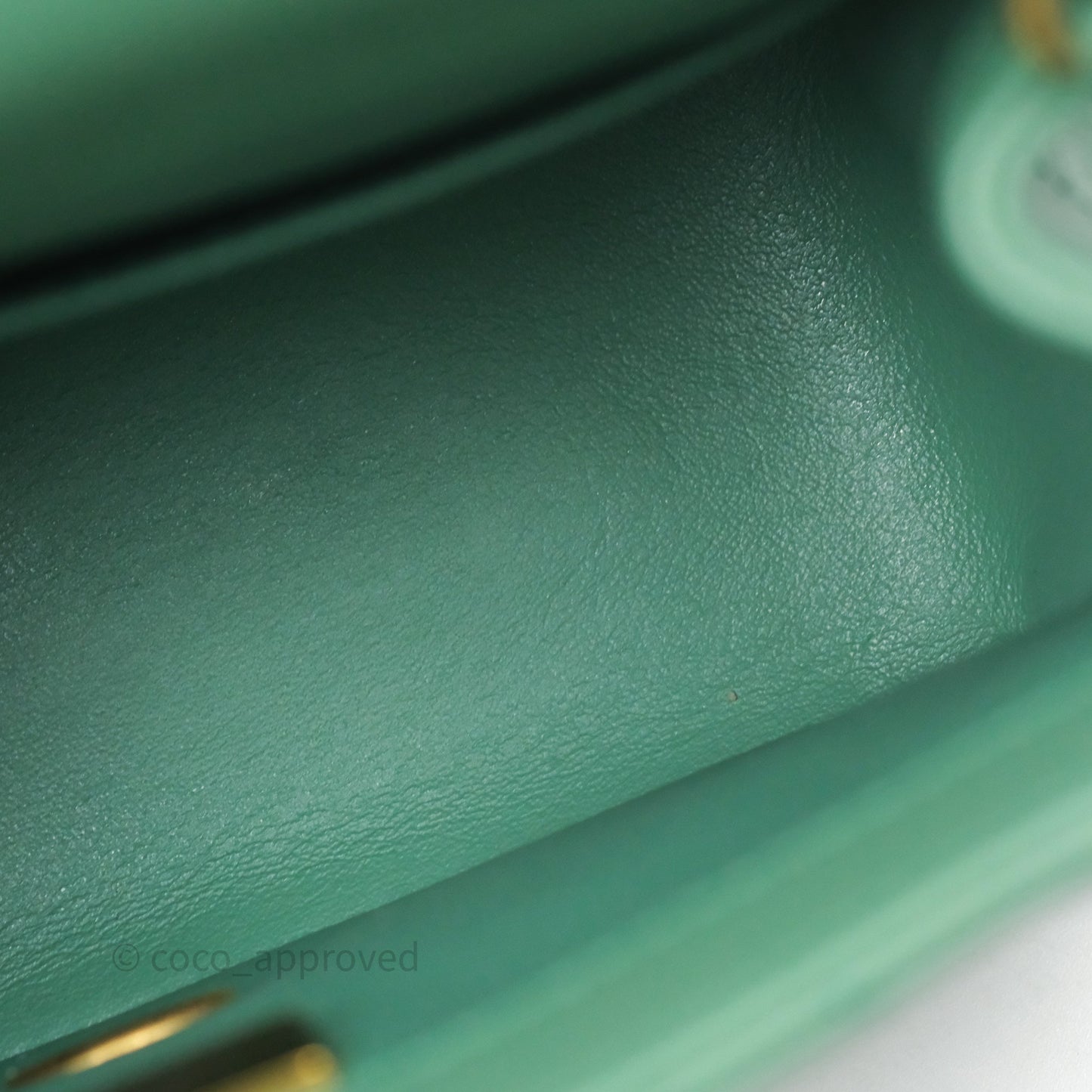 Chanel Pearl Crush Mini Square Quilted Green Lambskin Aged Gold Hardware