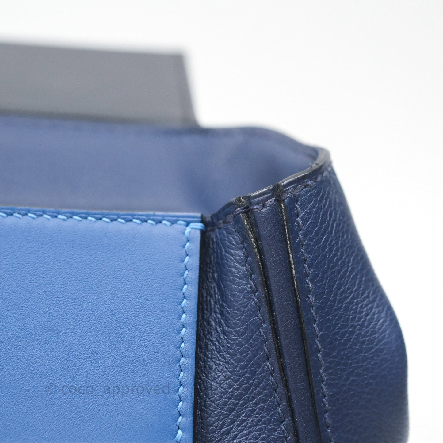 Hermès 24/24 21 Mini Bleu Saphir 73/ Bleu Indigo 76/ Bleu France 71 Evercolor/ Swift Palladium Hardware