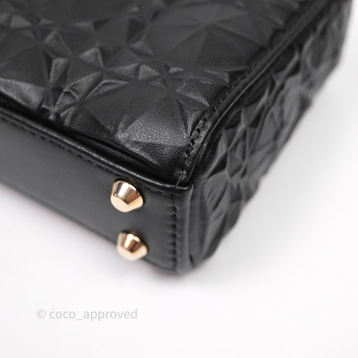 Dior Mirco Lady Dior Black Cannage Calfskin with Diamond Motif Gold Hardware