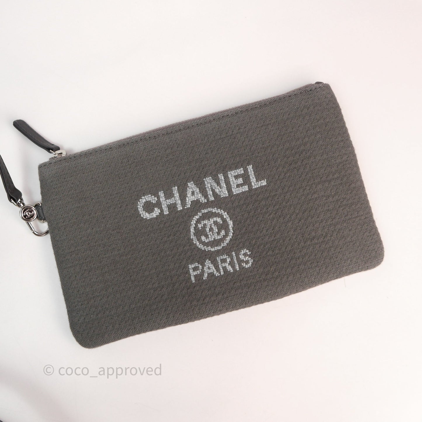 Chanel Canvas Deauville Large Tote Taupe Silver Hardware