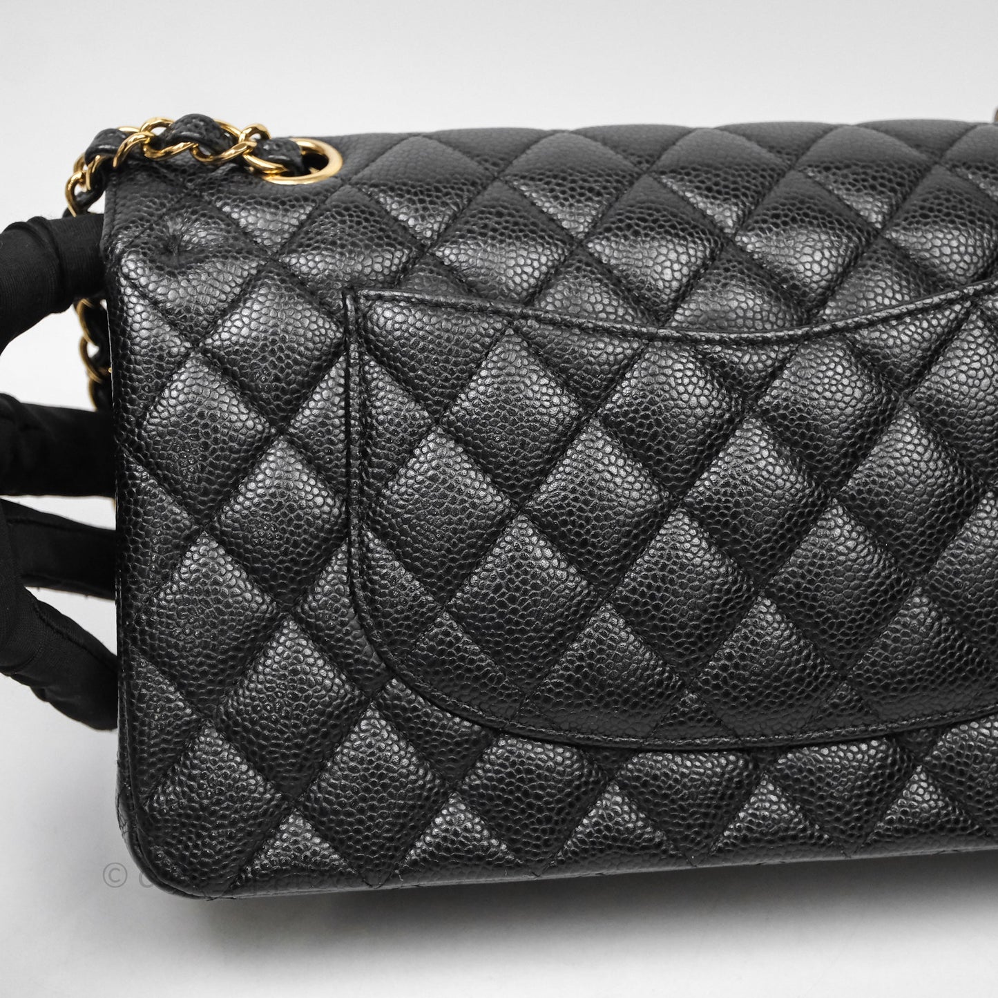 Chanel Classic M/L Medium Flap Quilted Black Caviar Gold Hardware