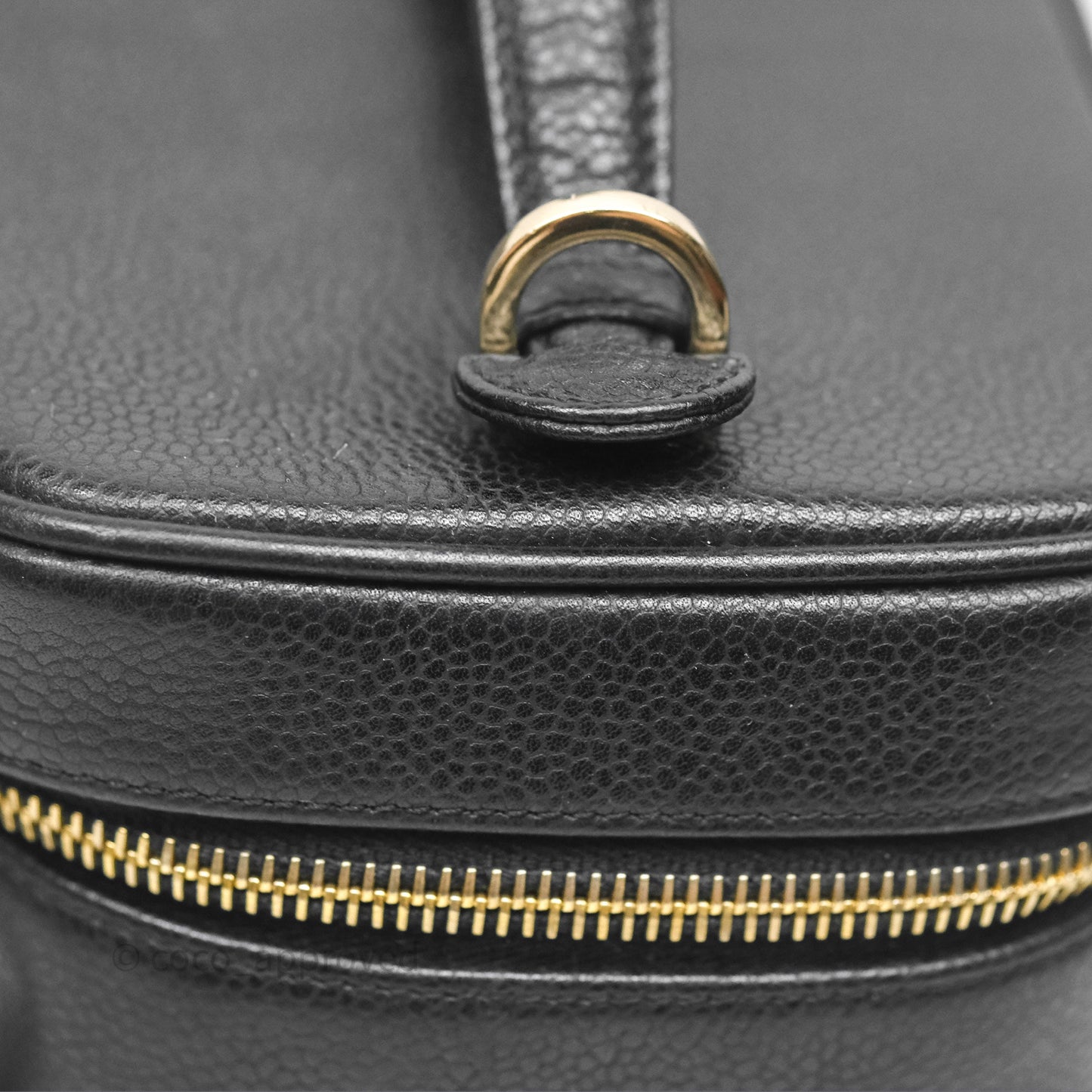 Chanel Vintage Vanity Case Black Caviar Gold Hardware
