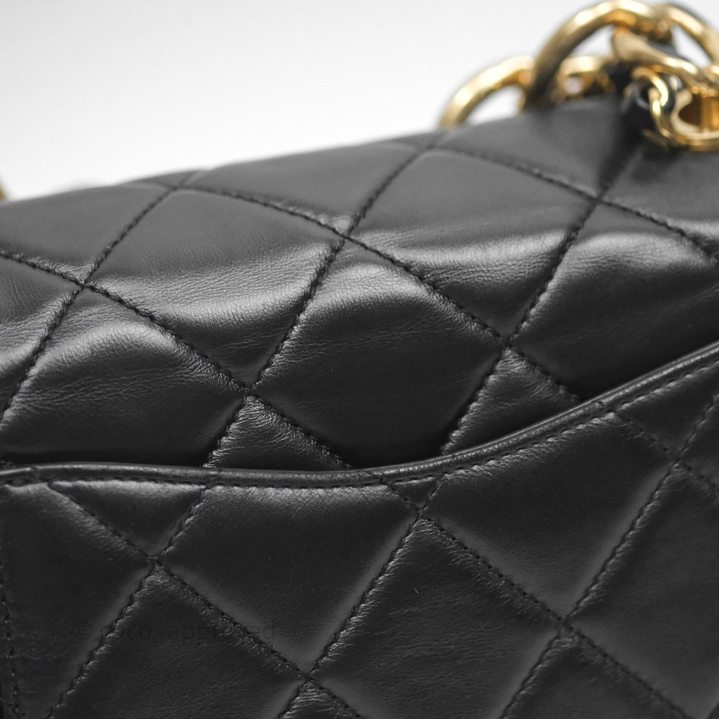 Chanel Quilted Color Match Chain Flap Black Lambskin Gold Hardware