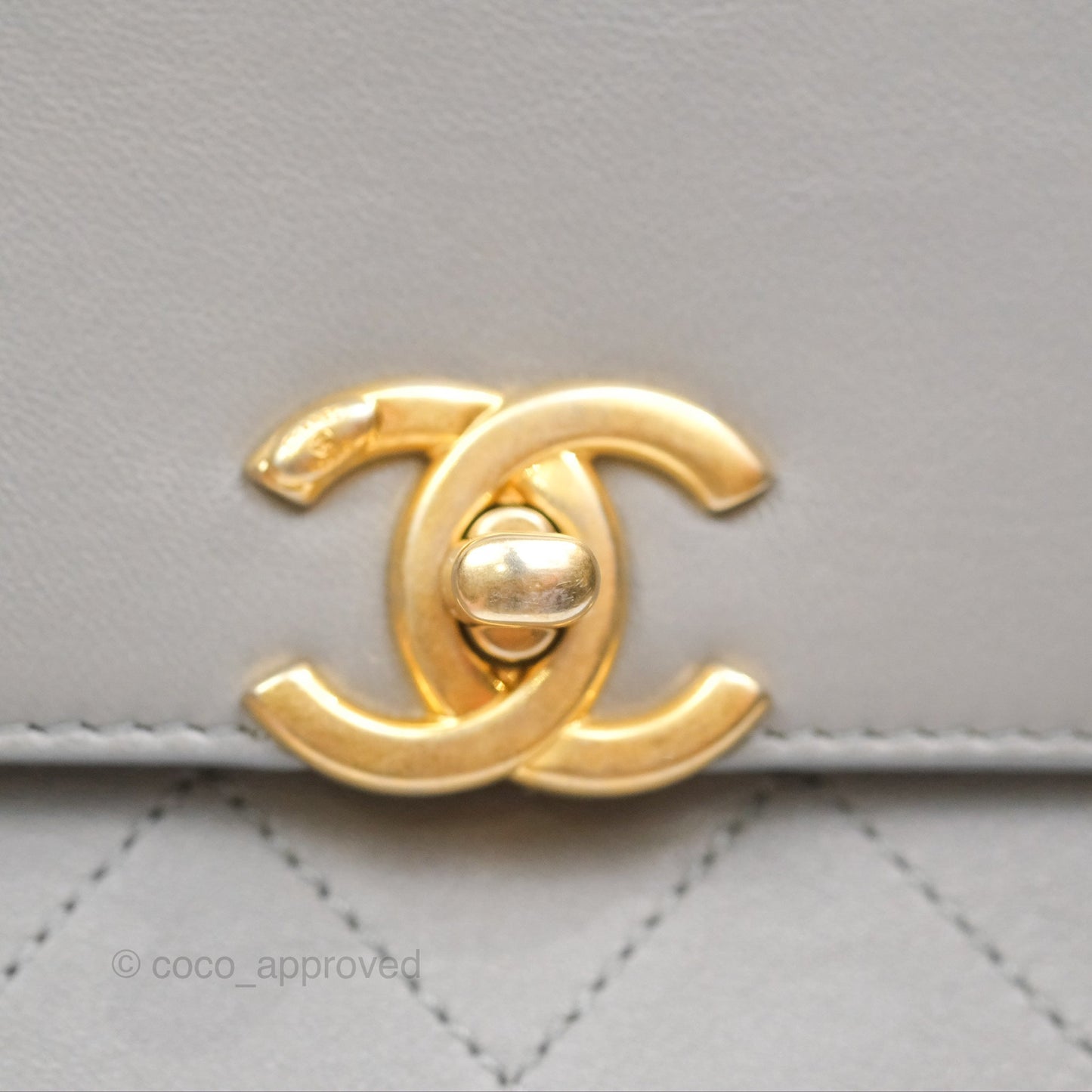 Chanel Small Quilted Coco Luxe Flap Bag Grey Calfskin Aged Gold Hardware