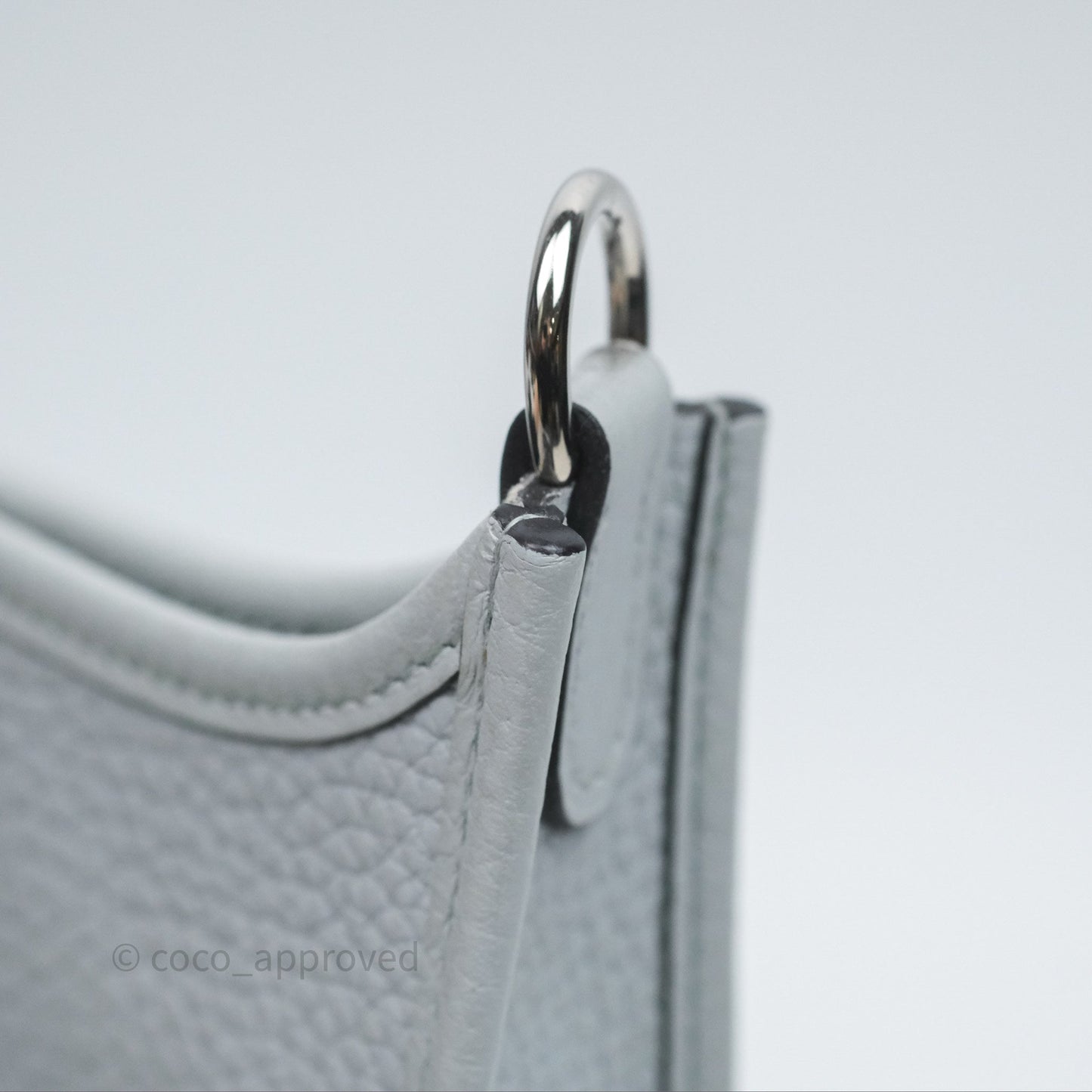 Hermès Mini Evelyne 16 Bleu Pale 08 Clemence Palladium Hardware