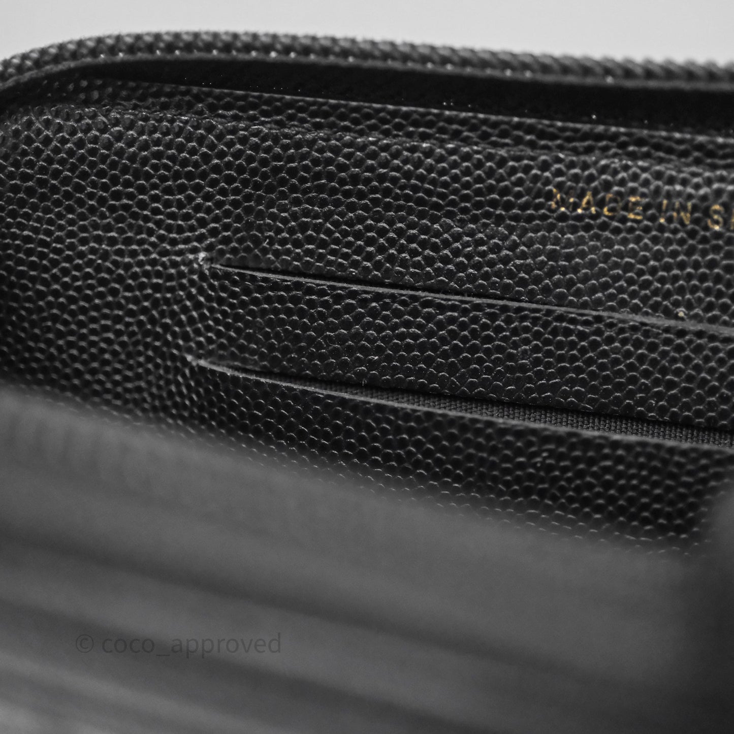 Chanel Boy Zip Wallet Black Caviar Gold Hardware