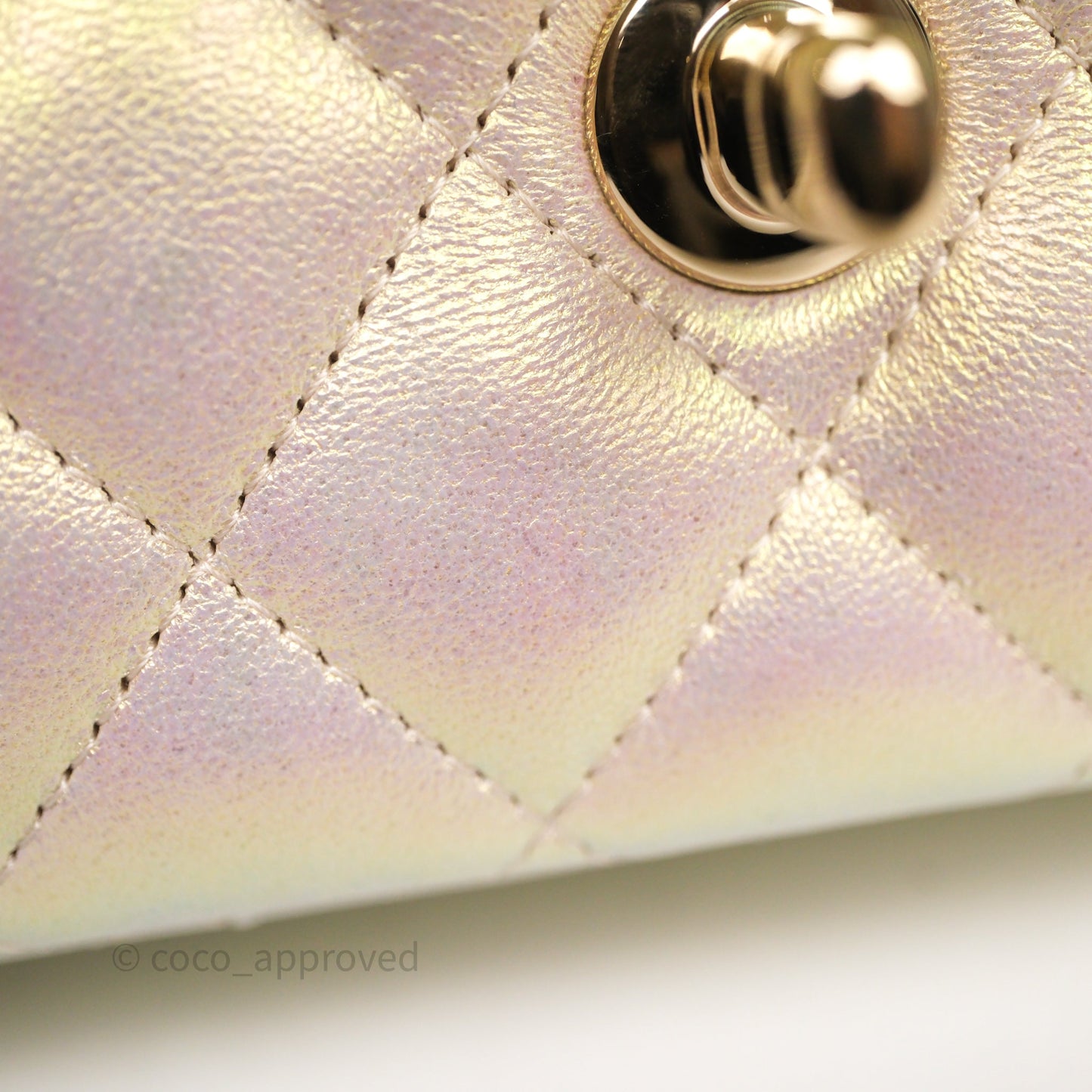 Chanel Classic Medium Double Flap Iridescent Beige Gold Hardware 21S