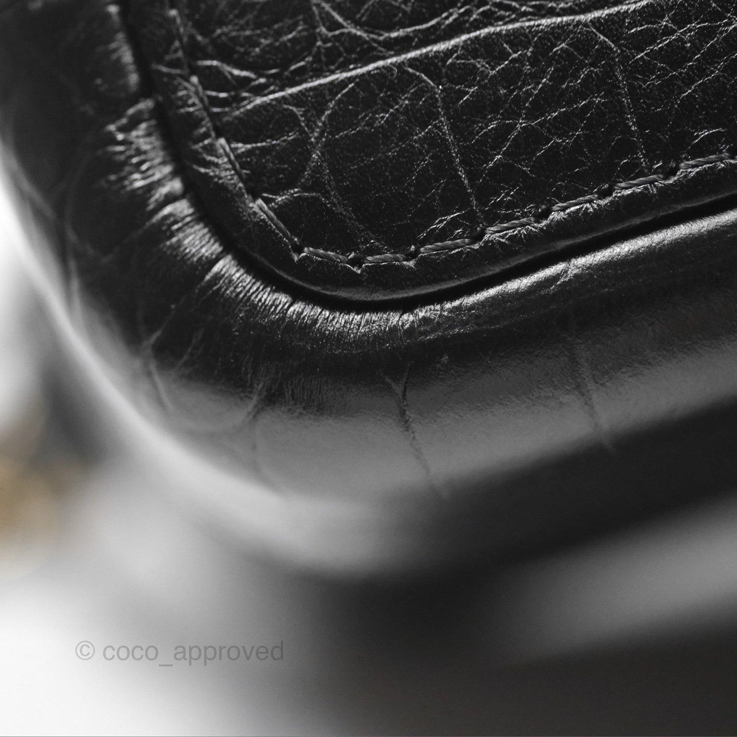 Chanel Small Gabrielle Hobo with Logo Handle Quilted Black Croc Embossed Calfskin