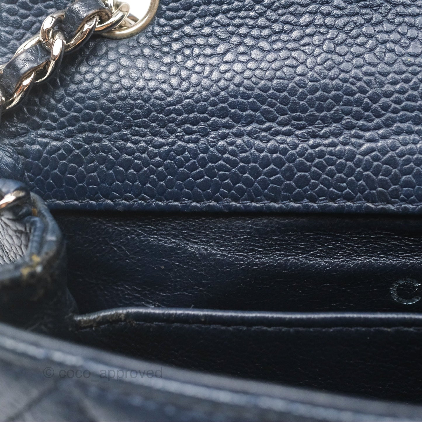 Chanel Quilted Extra Mini Rectangular Flap Dark Navy Caviar Silver Hardware