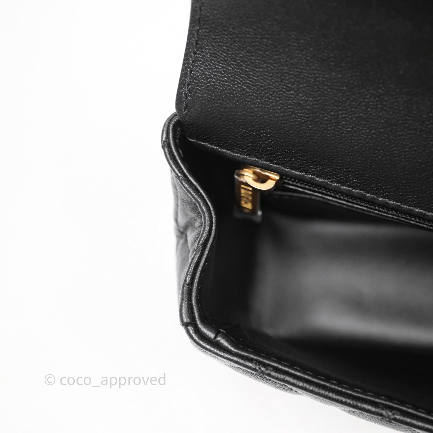 Chanel Top Handle Mini Rectangular Flap Bag Black Lambskin Aged Gold Hardware