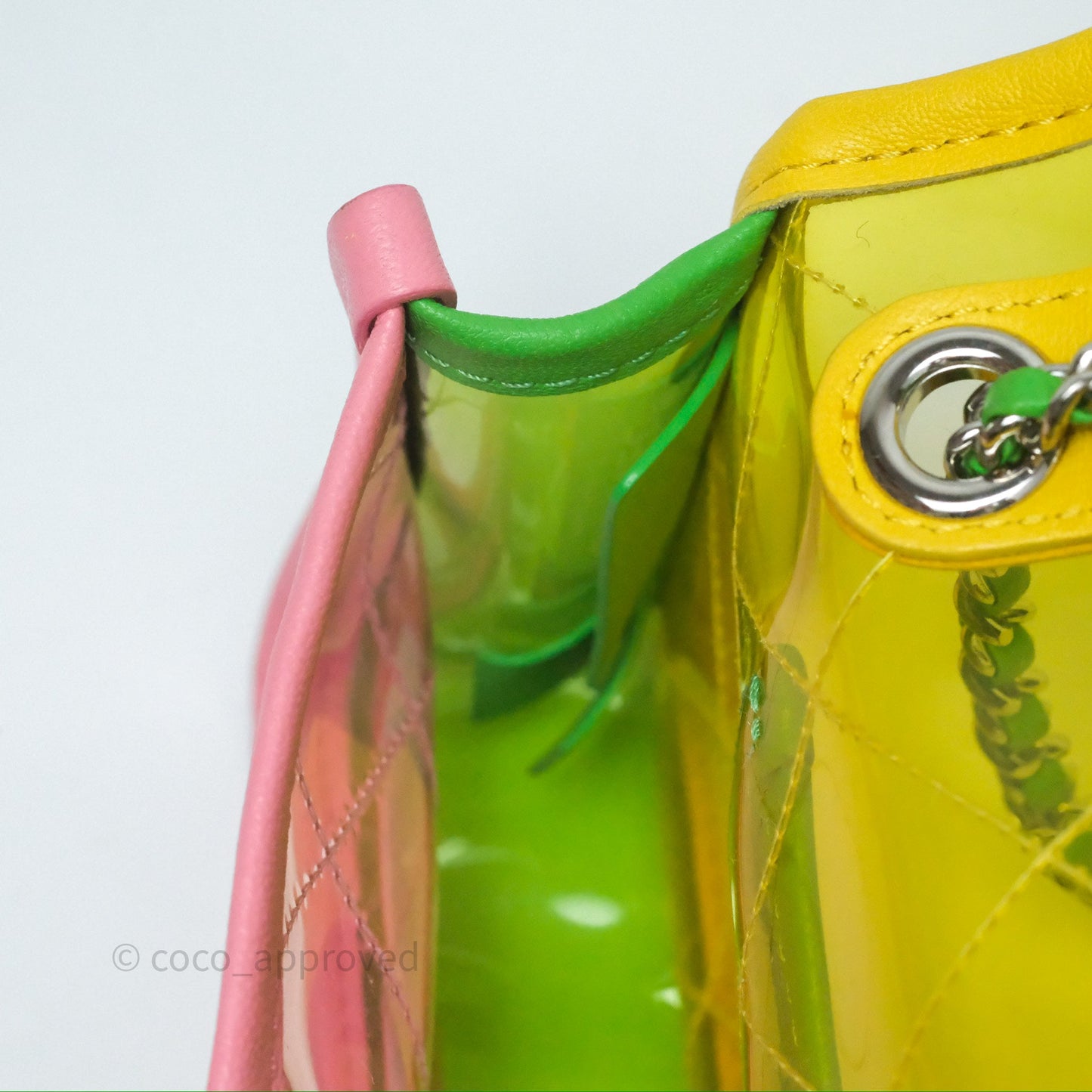 Chanel Mini Coco Splash Flap Bag PVC Lambskin Pink/Yellow/Green Silver Hardware