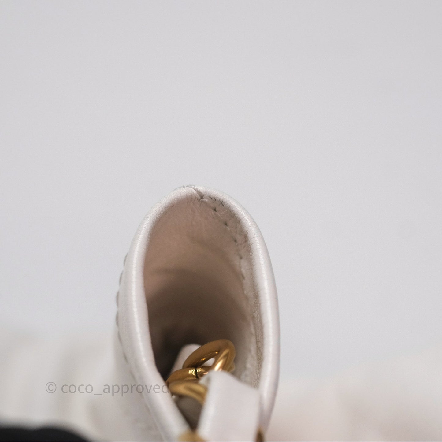 Chanel 22 Small White Shiny Calfskin Aged Gold Hardware