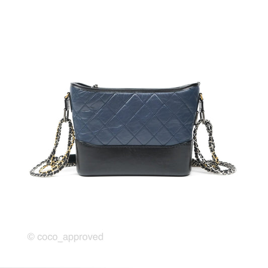 Chanel New Medium Gabrielle Hobo Quilted Navy Black Aged Calfskin