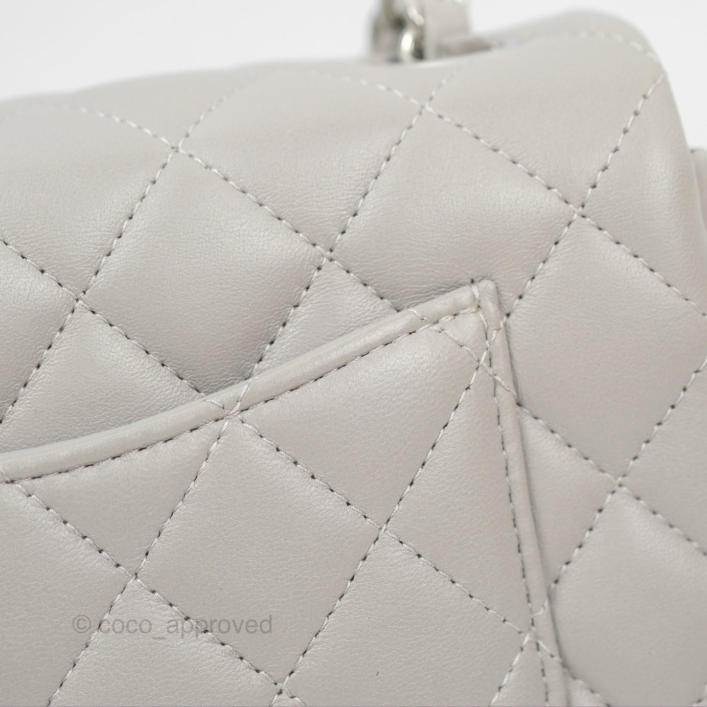 Chanel Quilted Mini Rectangular Grey Lambskin Silver Hardware