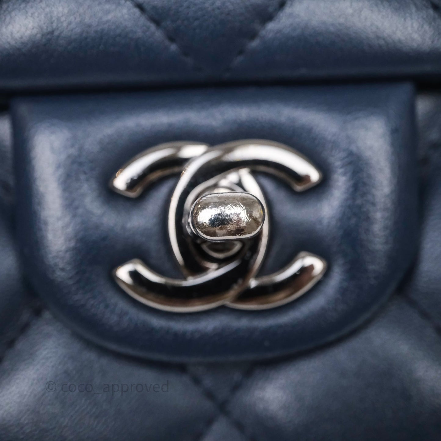 Chanel Quilted Clutch with Chain Lambskin Navy Gun Metal Hardware