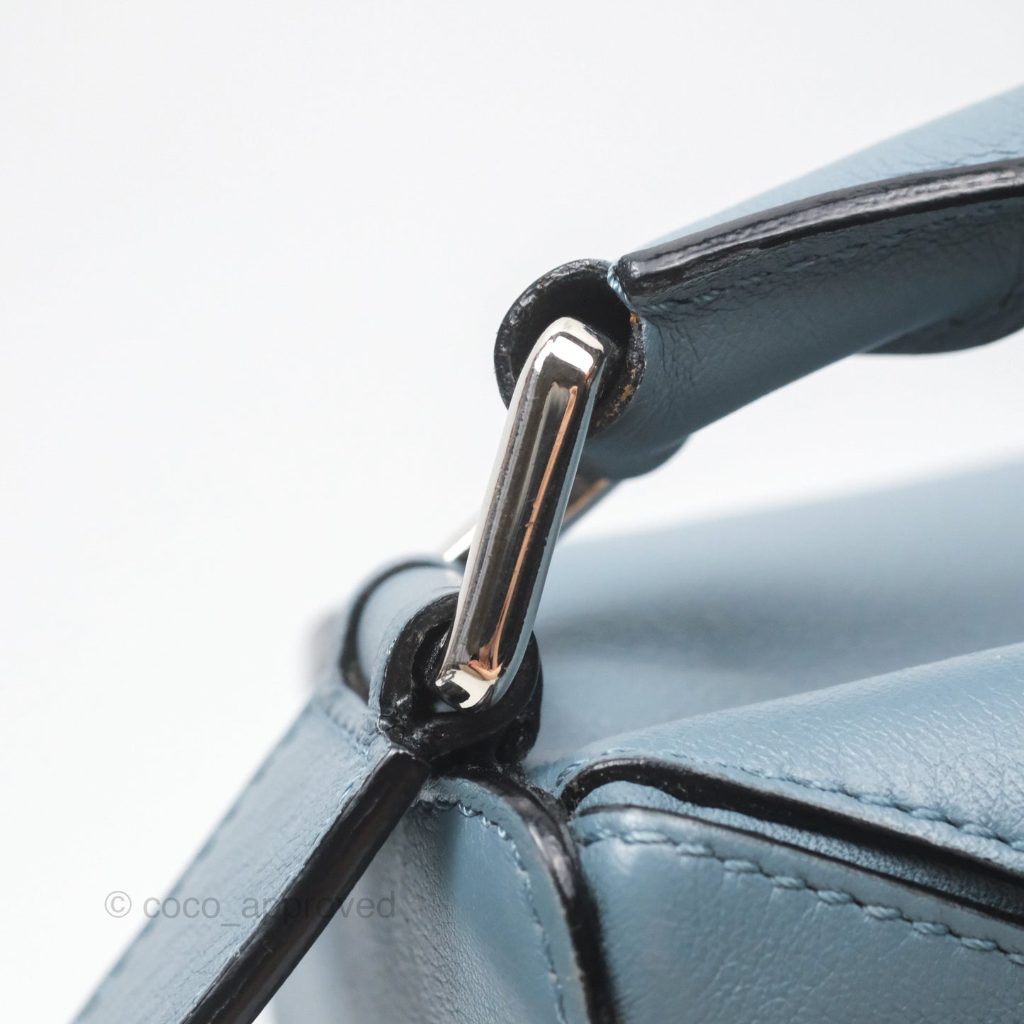Loewe Small Puzzle Bag Blue Calfskin Silver Hardware