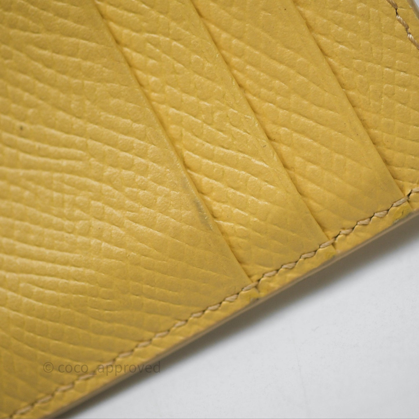 Celine Zipped Card Holder in Grained Calfskin Yellow