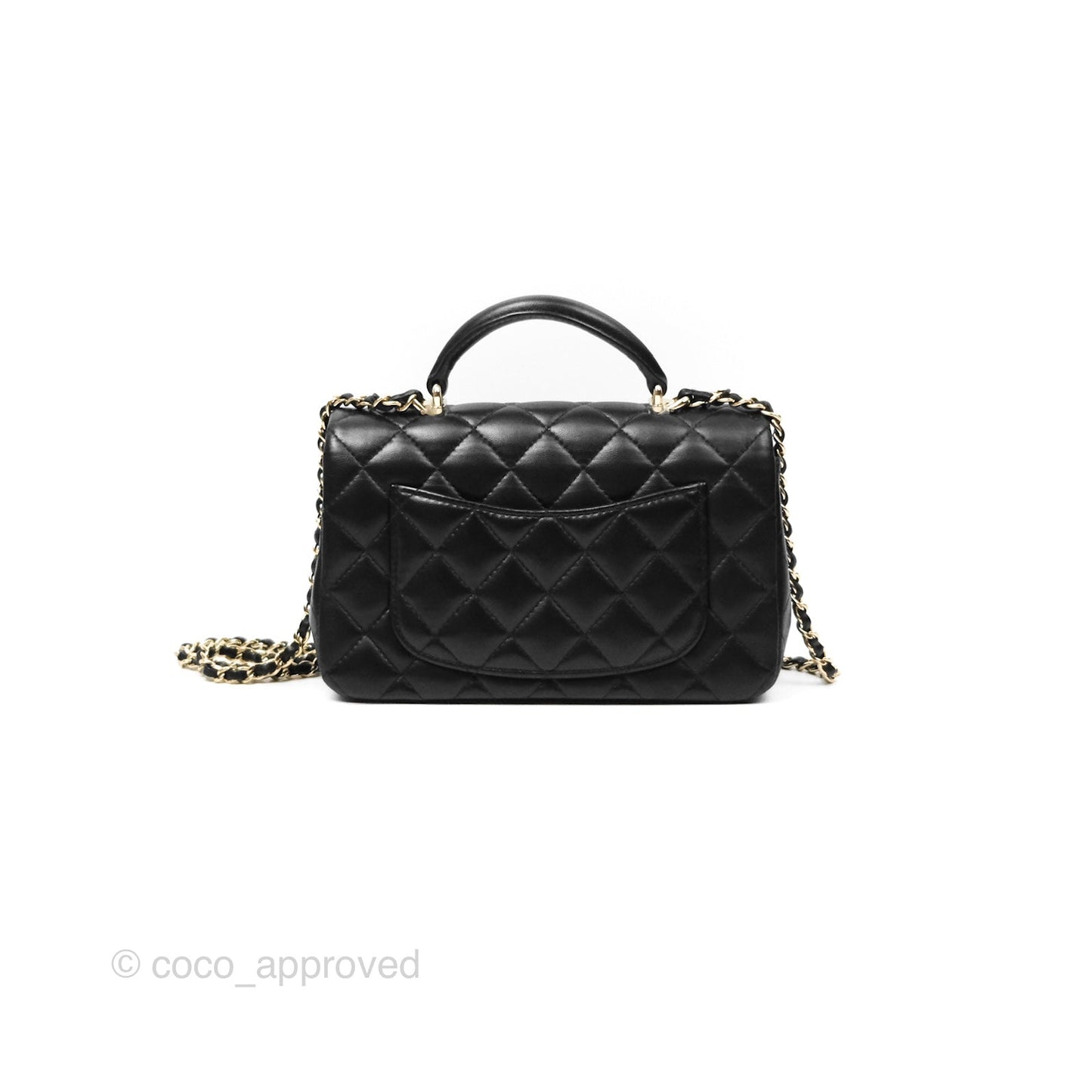 Chanel Top Handle Mini Rectangular Flap Bag Black Lambskin Gold Hardware
