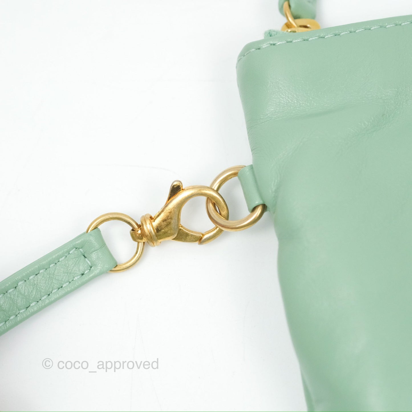 Chanel 22 Small Mint Green Shiny Calfskin Aged Gold Hardware