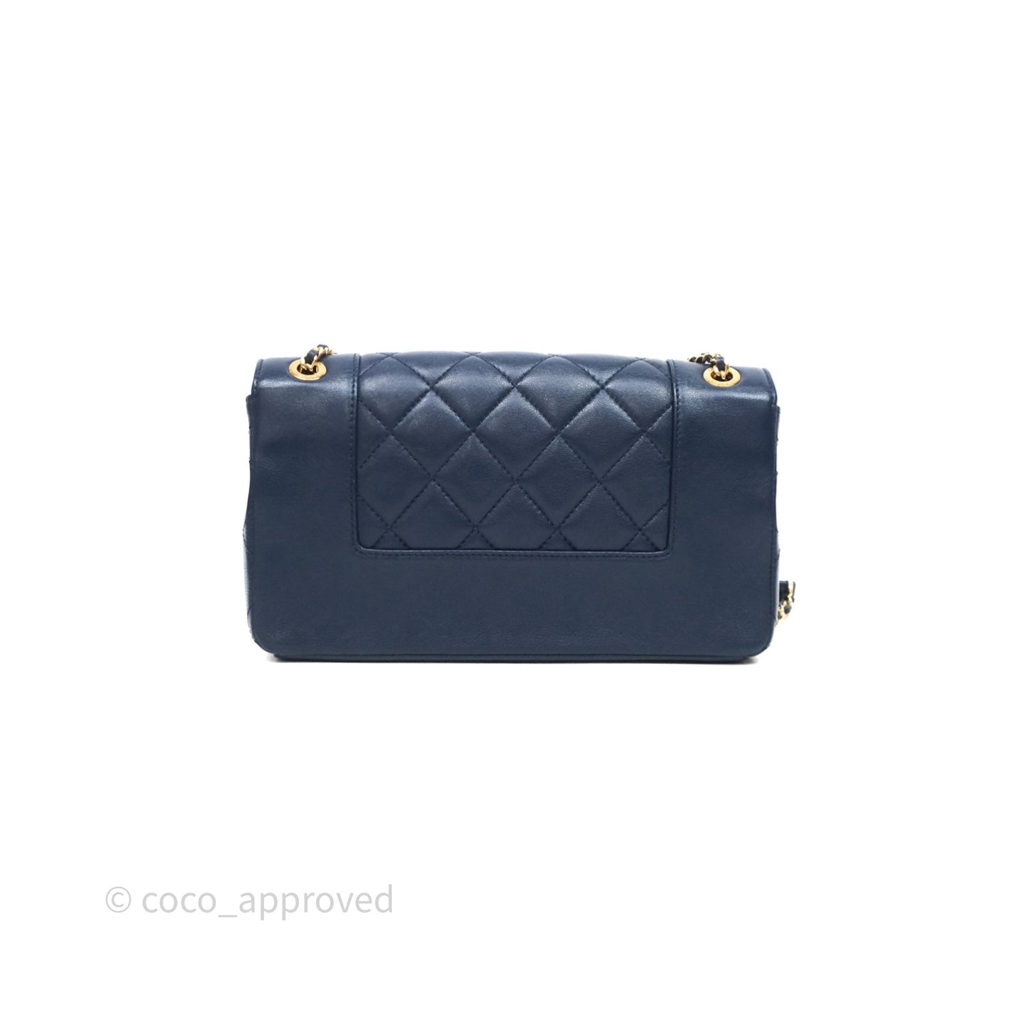 Chanel Mademoiselle Vintage Flap Bag Navy Sheepskin Gold Hardware