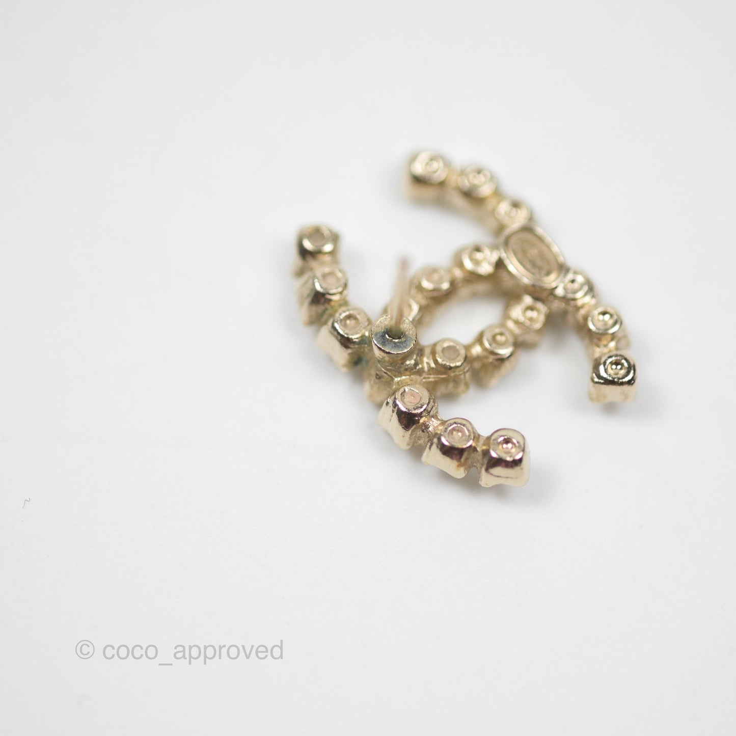 Chanel CC Crystal Earrings Gold Tone 20P