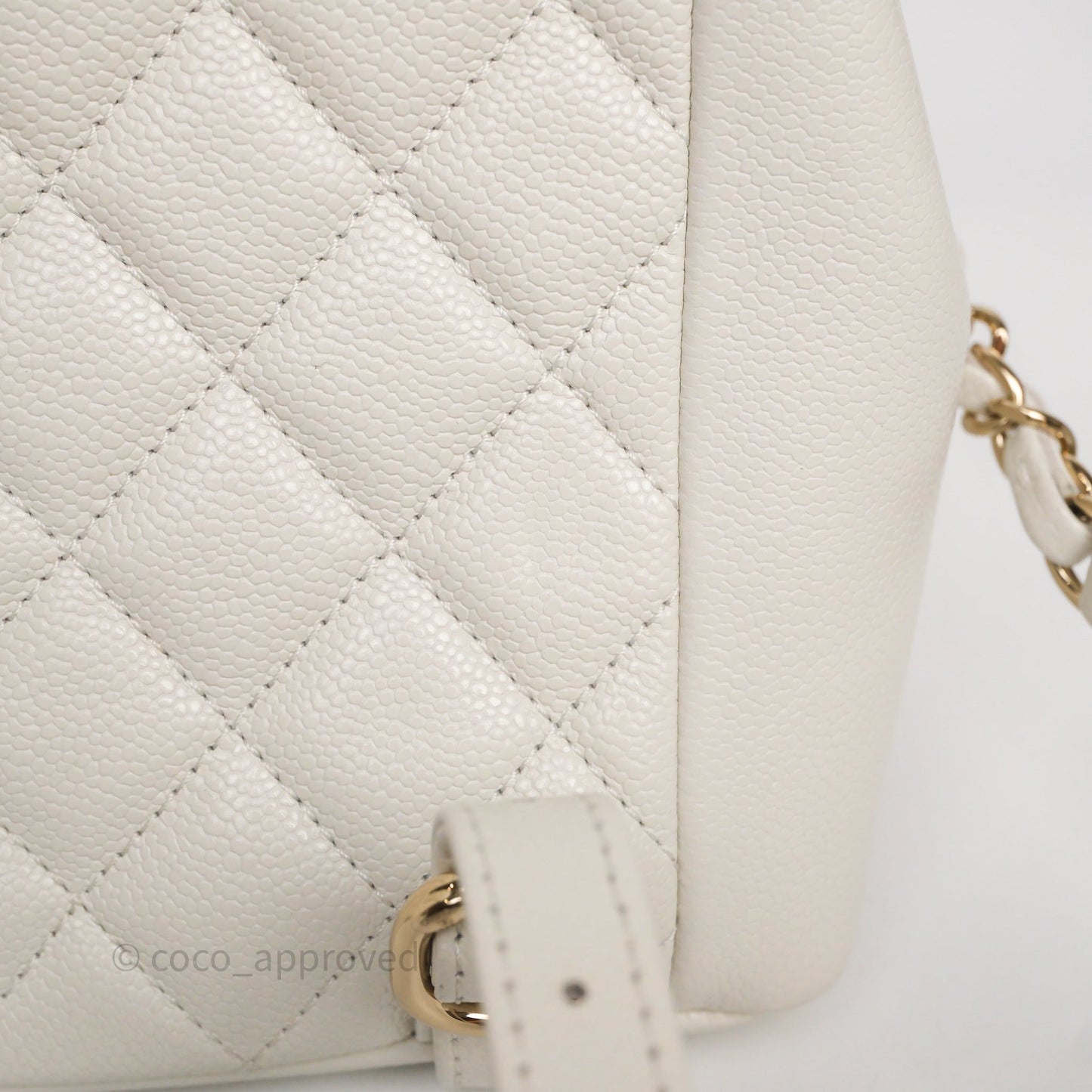 Chanel Duma Backpack Medium White Caviar Gold Hardware