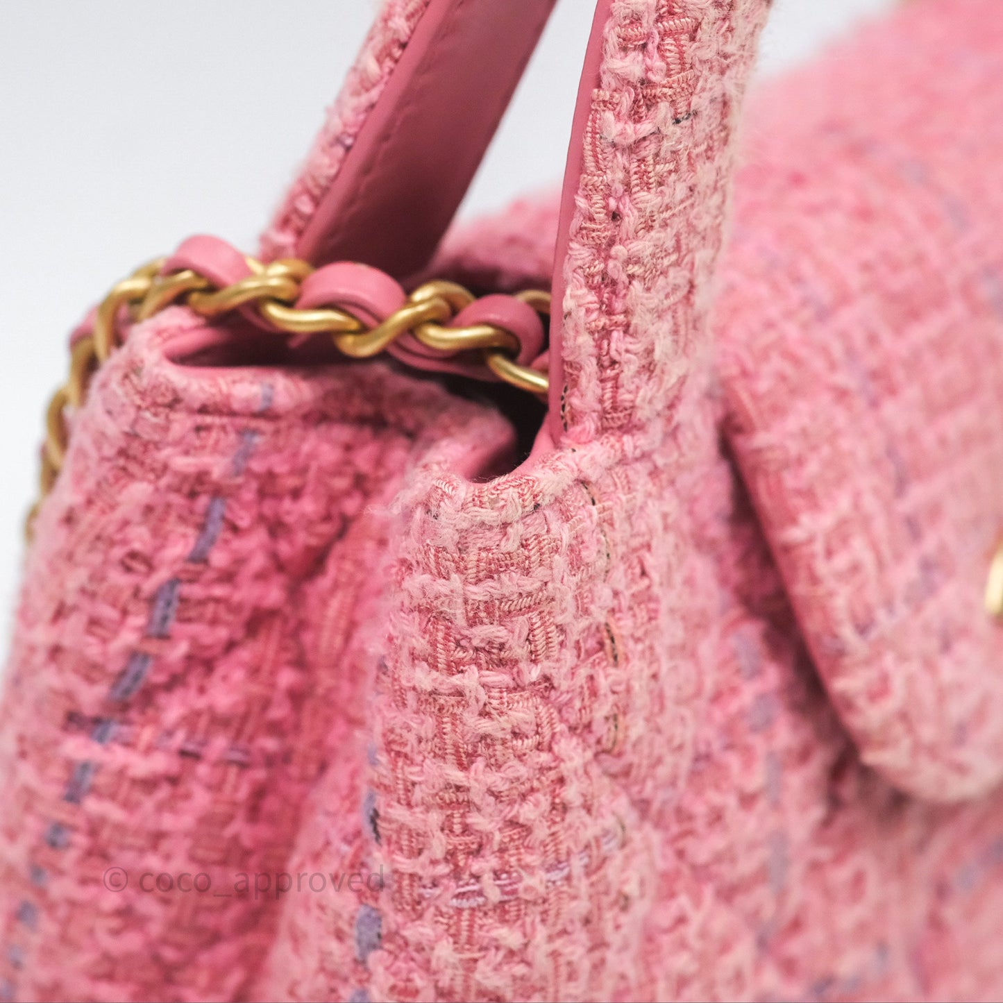 Chanel Kelly Bag Pink Tweed Aged Gold Hardware