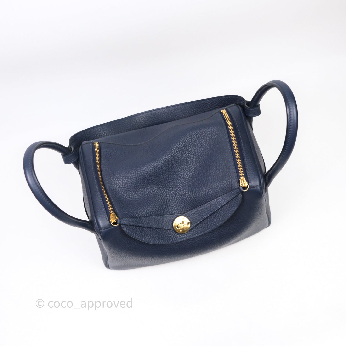 Hermès Lindy 30 Bleu Nuit 2Z Clemence Gold Hardware