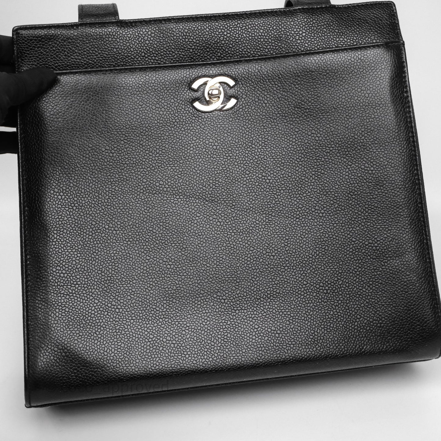 Chanel Vintage Tote Bag Black Caviar Silver Hardware