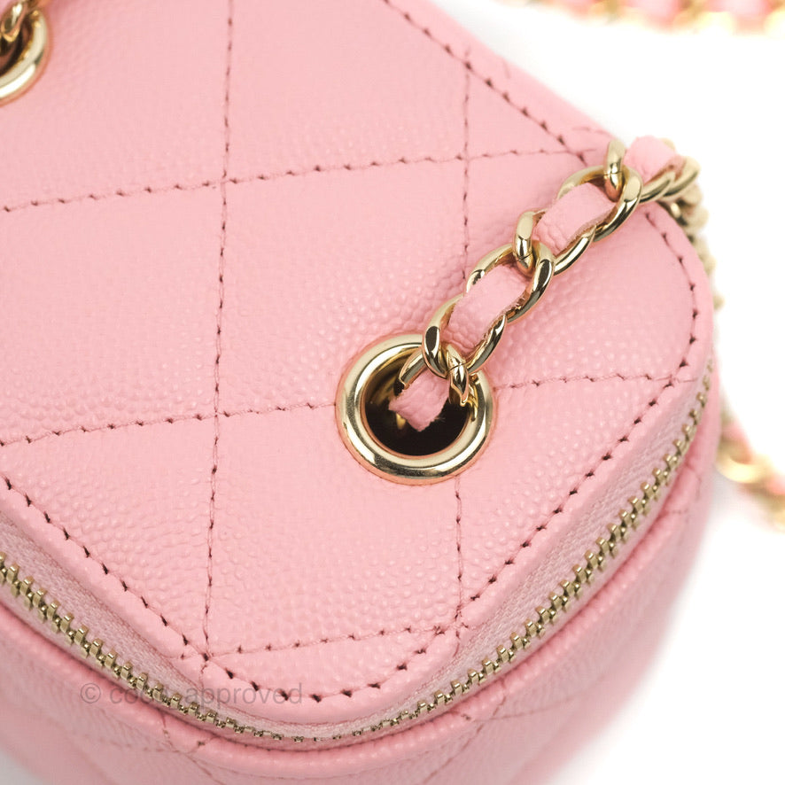 Chanel Mini Vanity With Chain Pink Caviar Gold Hardware