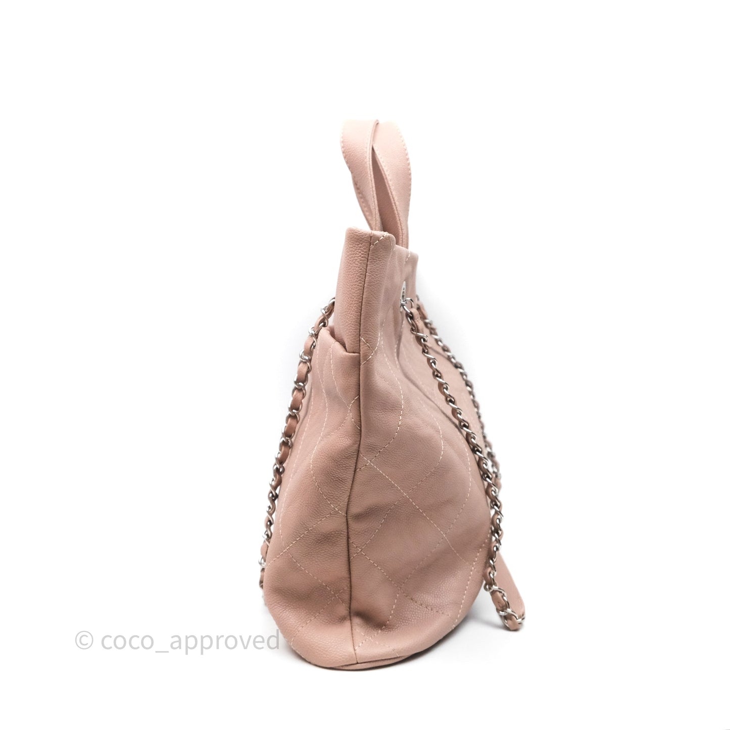 Chanel Quilted Tote Bag Pink Caviar Silver Hardware