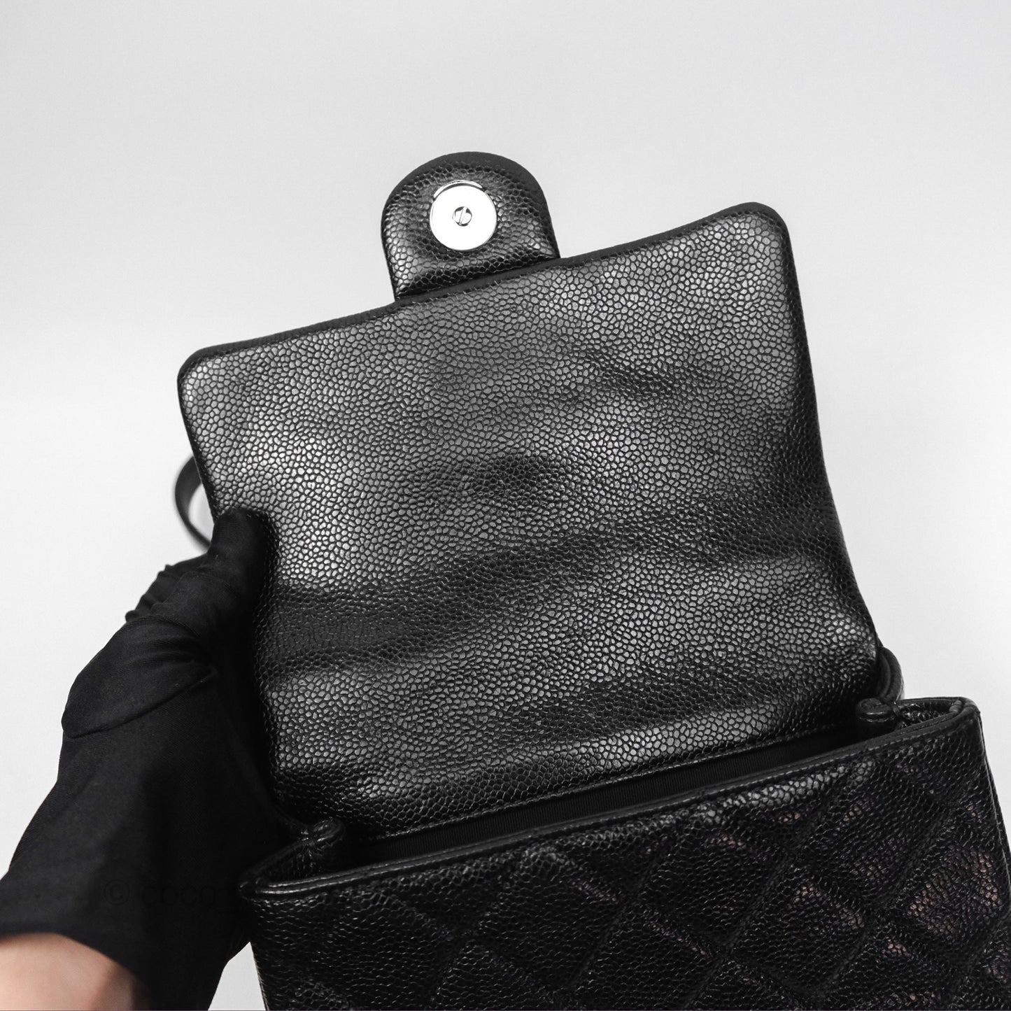 Chanel Quilted Mini Square Flap Bag So Black Caviar Incognito