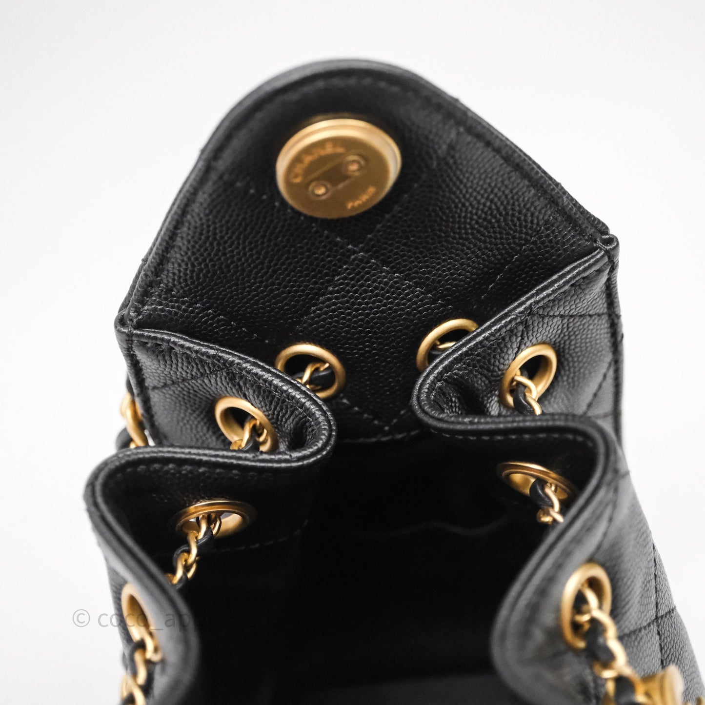 Chanel 25 Mini Black Caviar Aged Gold Hardware