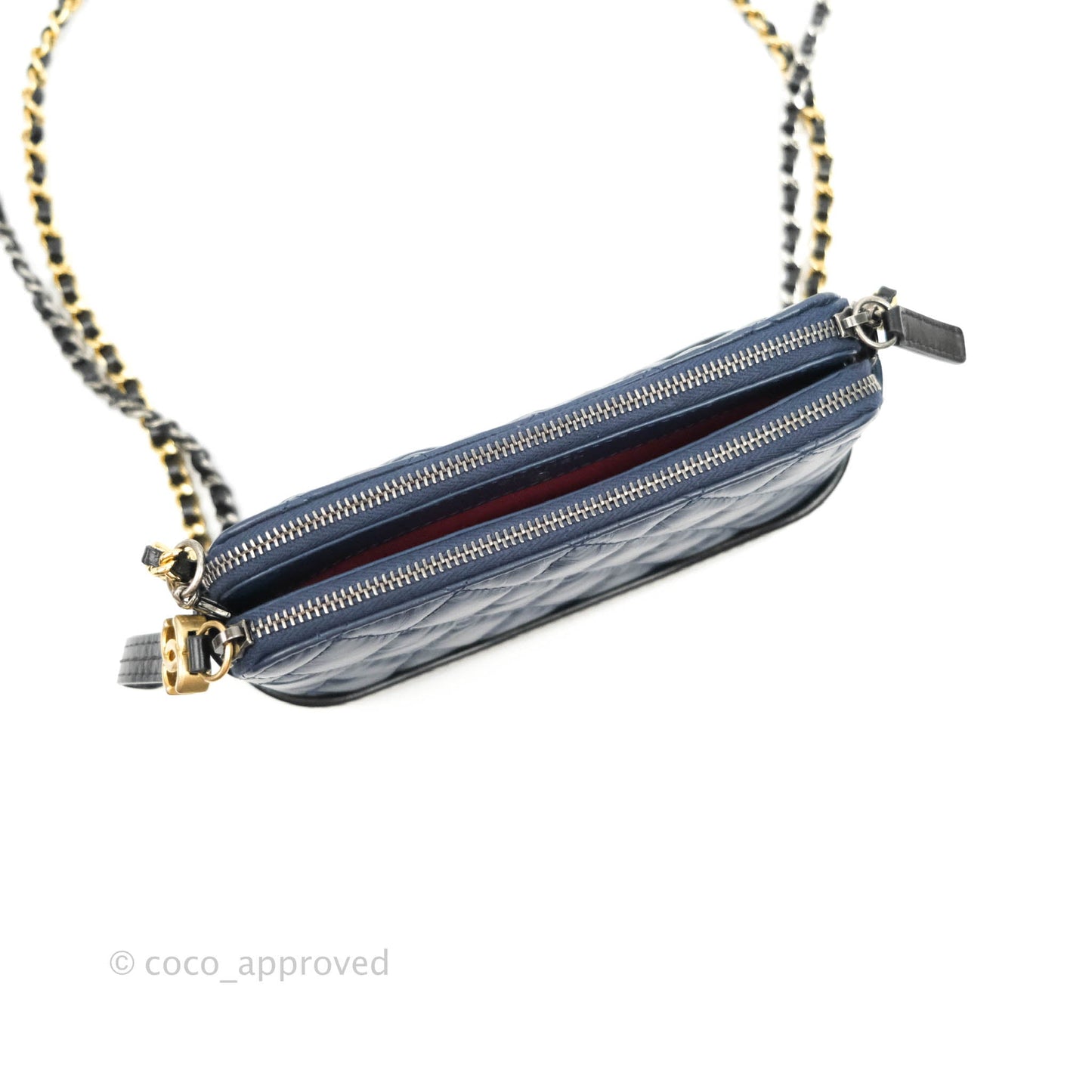 Chanel Gabrielle Clutch With Chain Aged Calfskin Navy Black Mixed Hardware