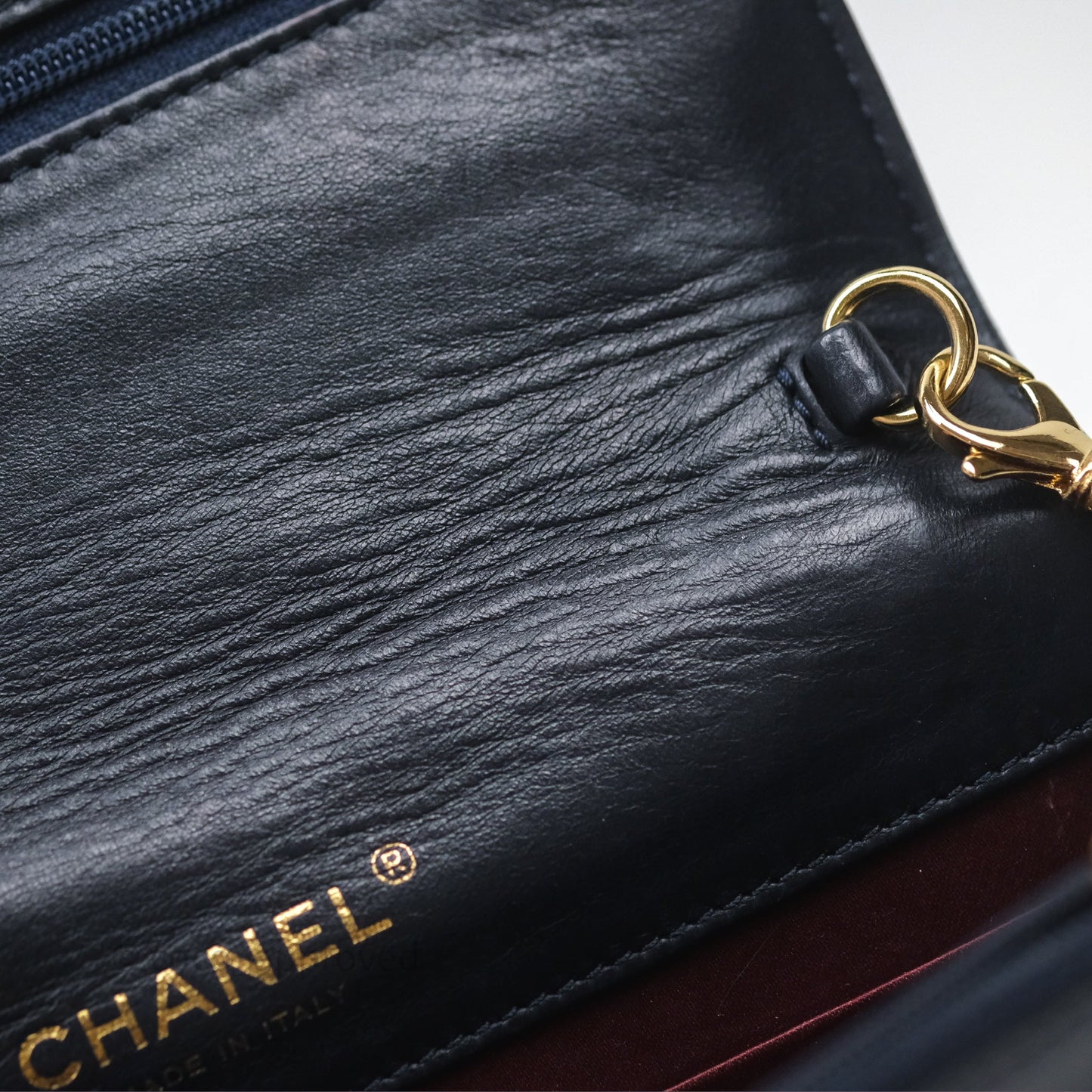 Chanel Golden Class Wallet on Chain WOC Navy Lambskin Gold Hardware