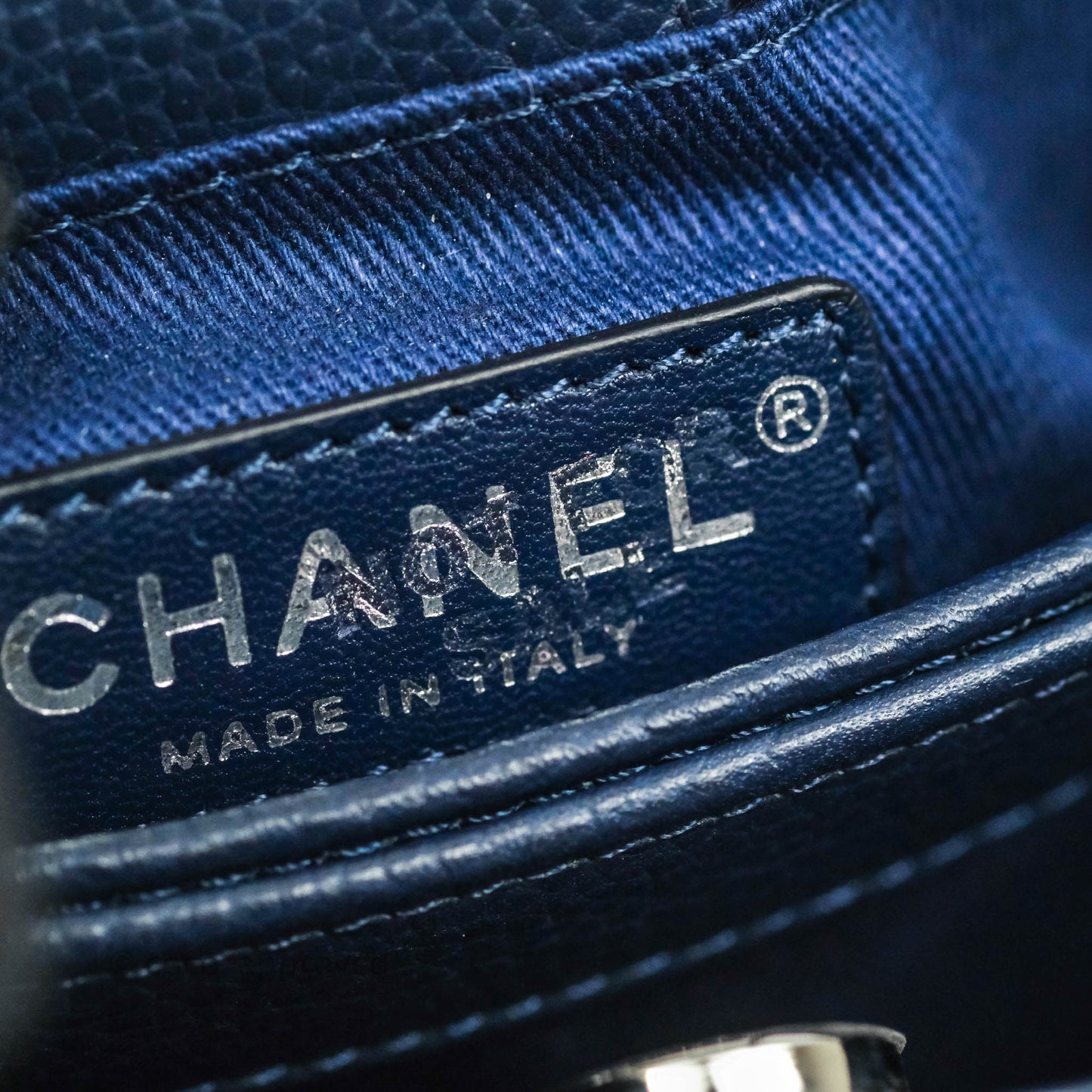 Chanel Mini Neo Executive Shopper Tote Black Grained Calfskin Navy Silver Hardware