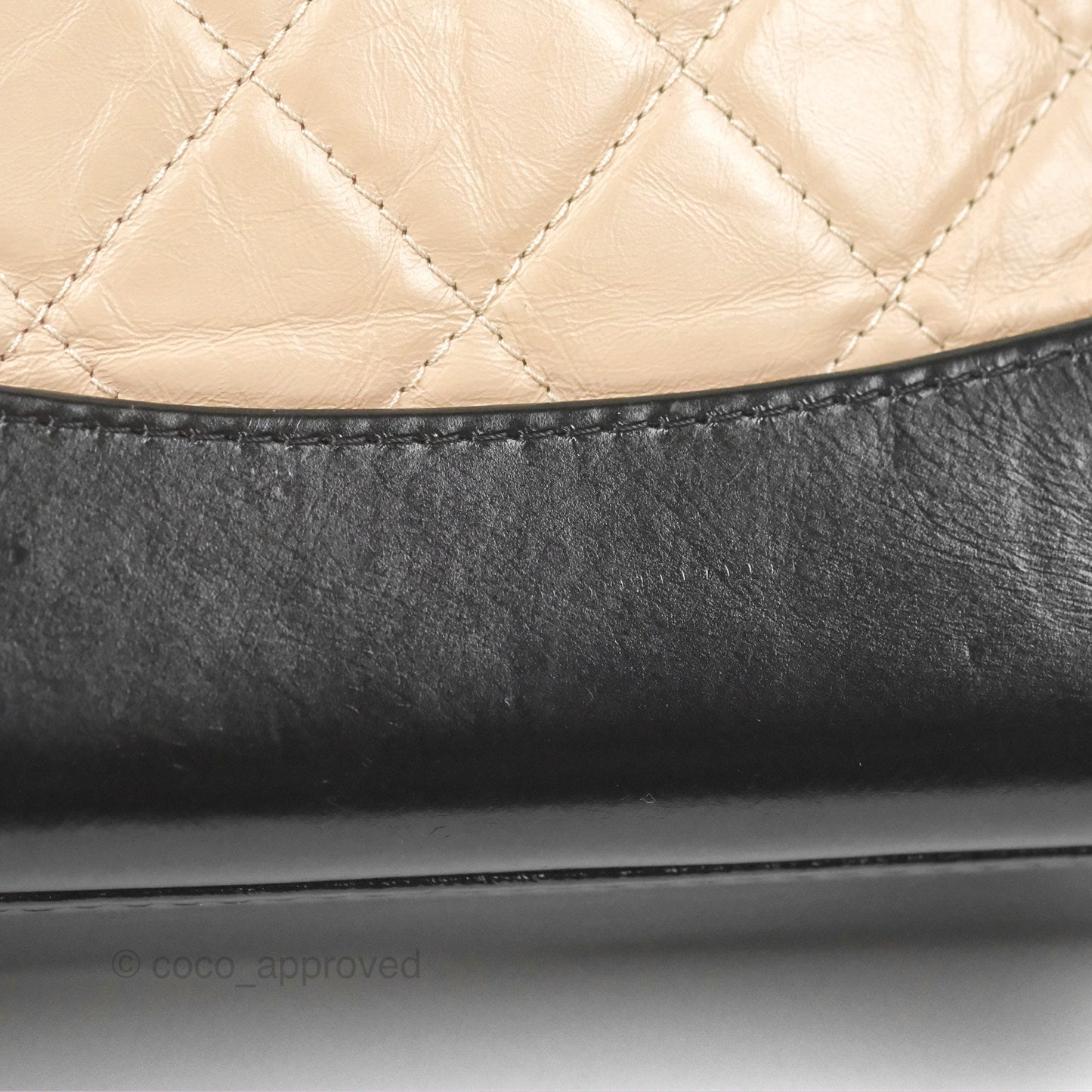 Chanel Small Gabrielle Backpack Beige Black Aged Calfskin