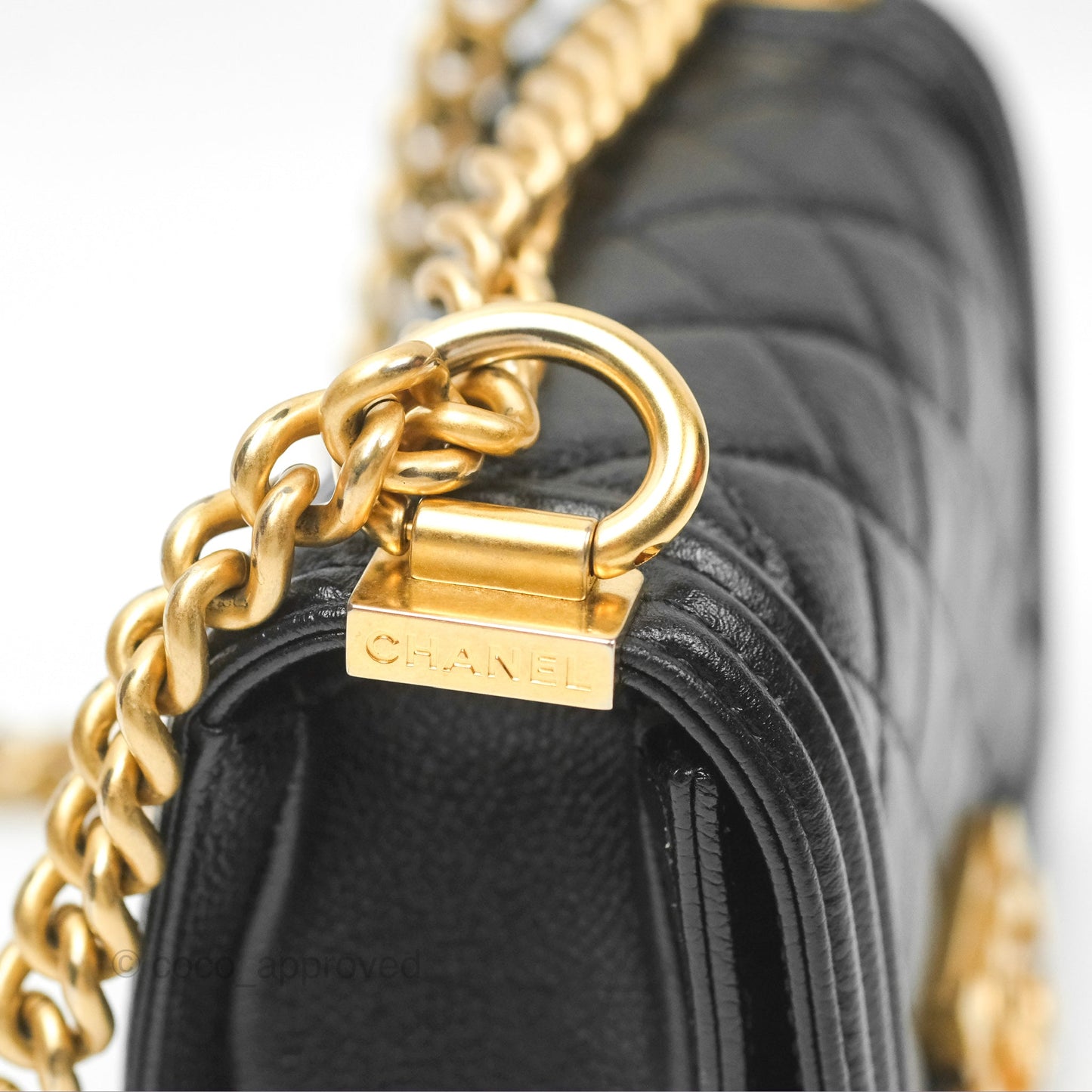 Chanel Mini Boy Black Caviar Aged Gold Hardware