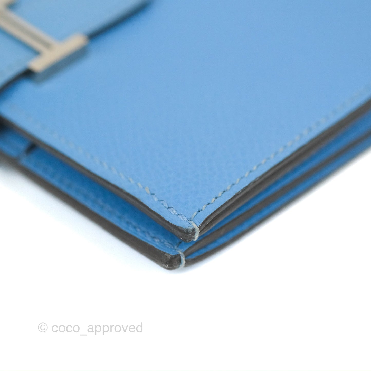 Hermes Bearn Compact Wallet Blue Epsom Palladium Hardware