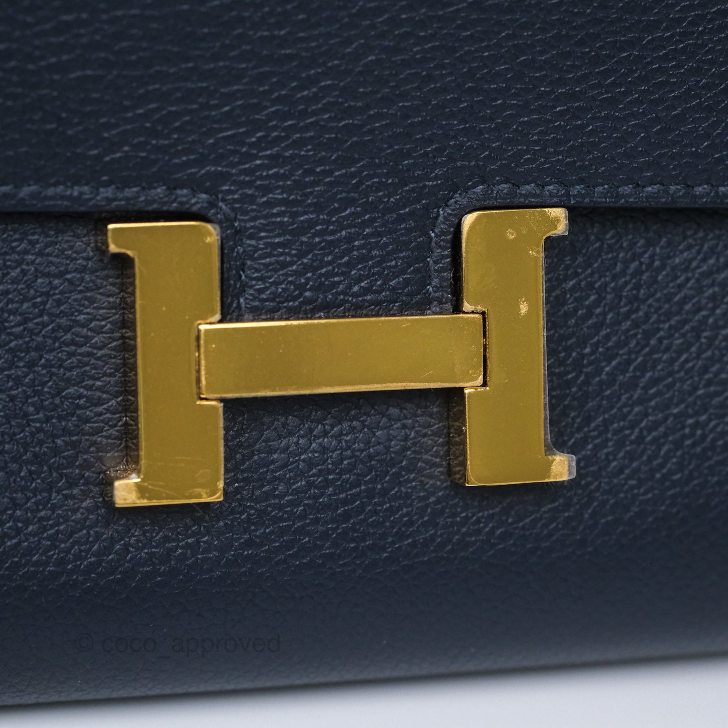 Hermès Constance Long To Go Wallet Blue Nuit 2Z Evercolor Gold Hardware