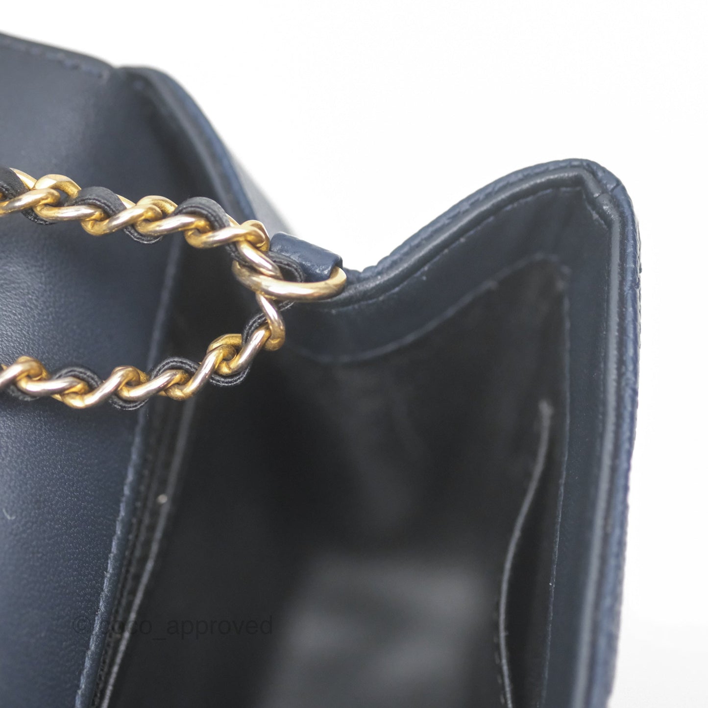 Chanel Small CC Filigree Flap Quilted Navy Black Caviar Aged Gold Hardware