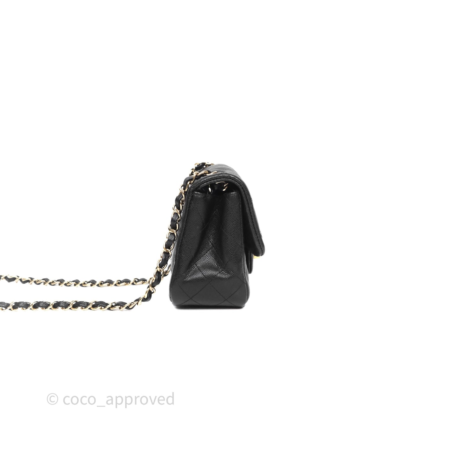 Chanel Mini Square Quilted Black Caviar Gold Hardware